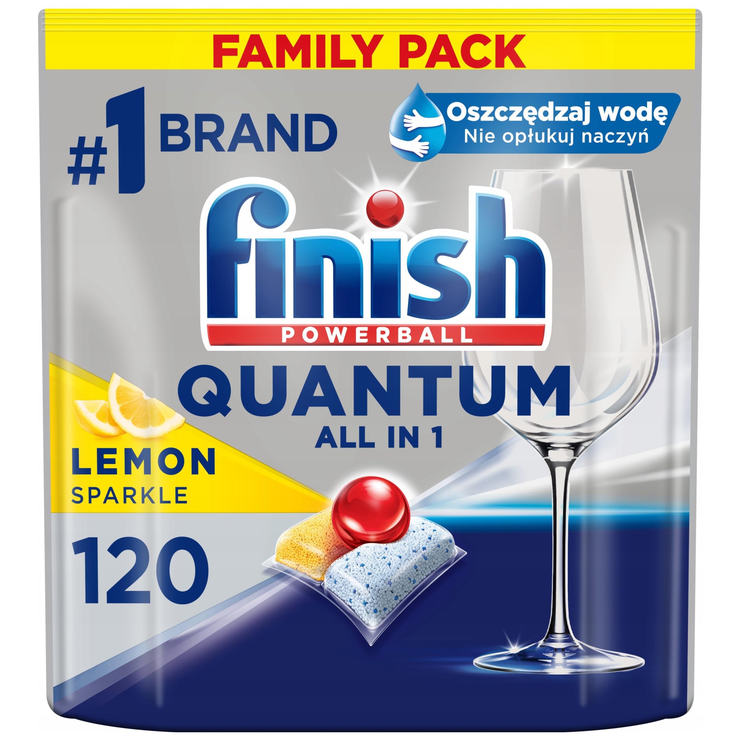 Finish Powerball Quantum – 120 tapas todo en 1 – Citroen Geur – Paquete reciclable