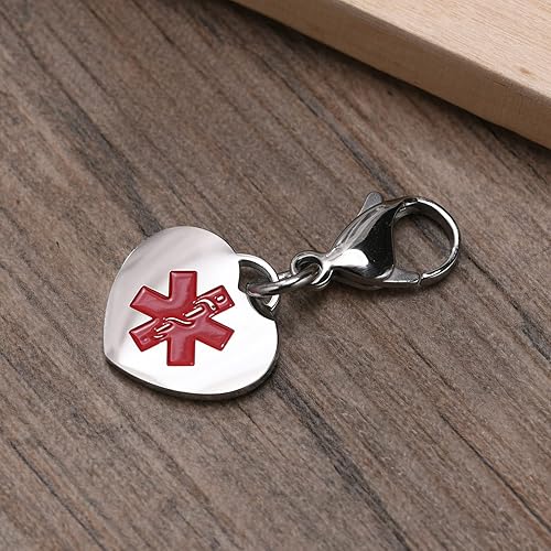 Miniatura 3 de VNOX Abalorio de alerta médica  dije de identificación médica con cierre de langosta con grabado gratuito llavero médico de emergencia para hombres