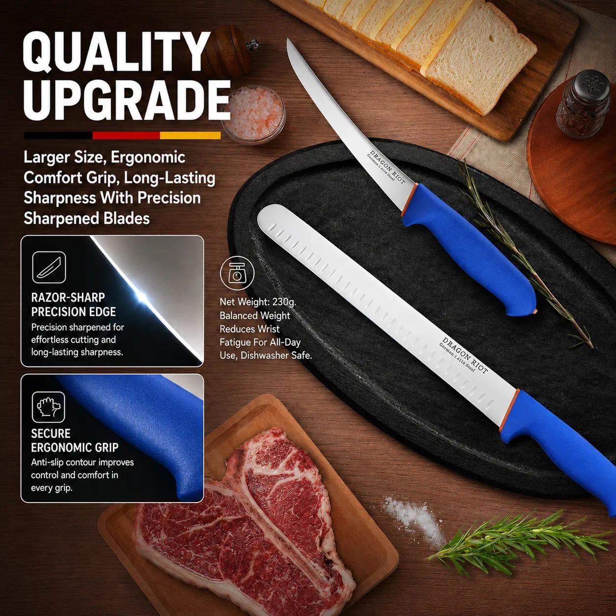 DRAGON RIOT 2-Piece Boning Carving Knife Set 12inch, Stainless Steel — Amazon image 2