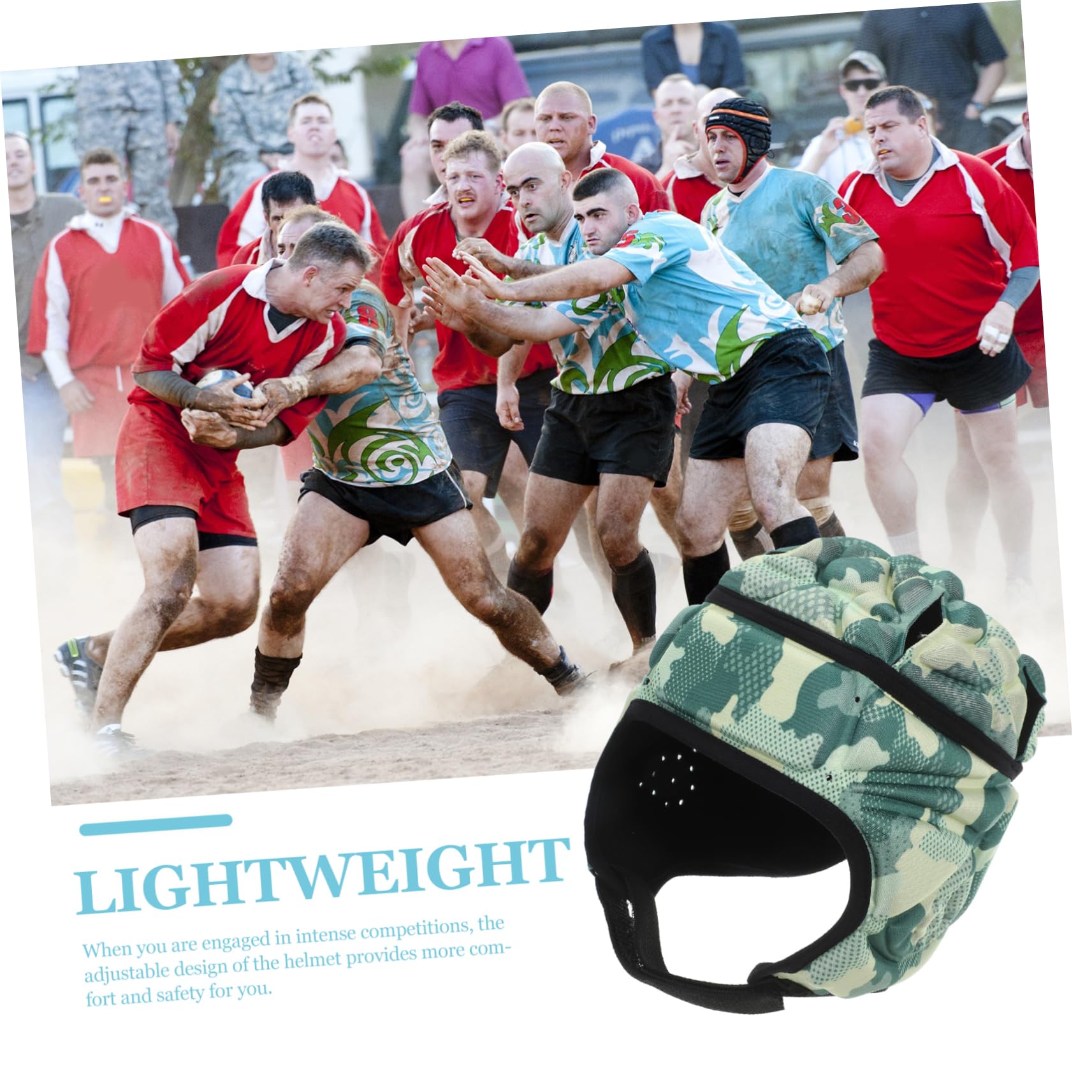 Casco Rugby Niño, Casco para Fútbol Espuma Eva y Poliéster, Transpirable y Ajustable, Protección Cómoda para Jóvenes y Adultos