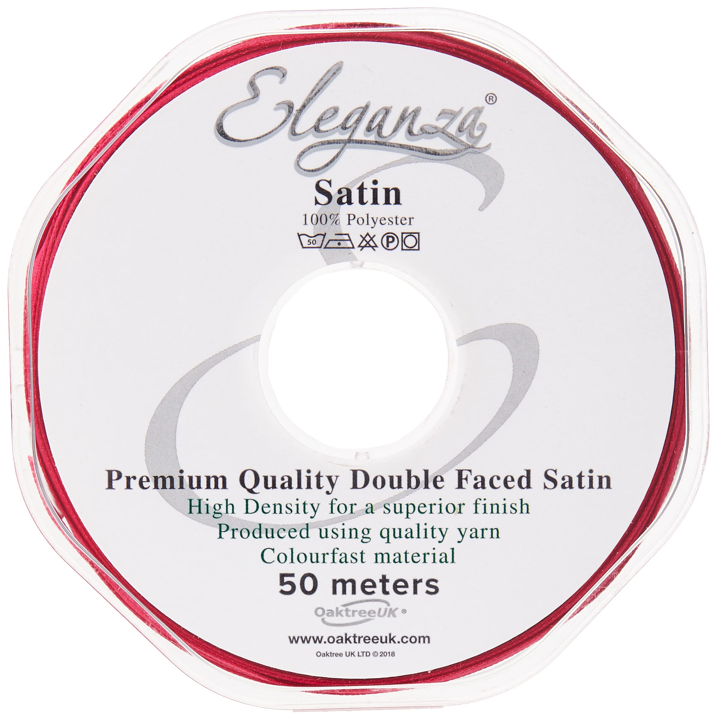 Eleganza Double Faced Satin 3mm x 50m Deep Cerise No.30, 3 mm x 5 0m