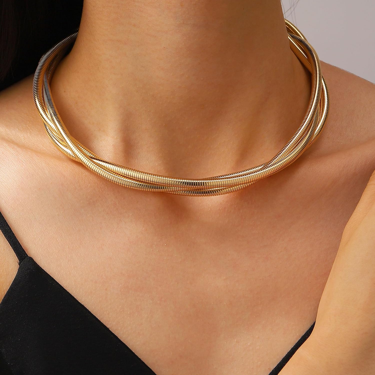 Chunky Choker Necklace for Women Bold Gold Statement Necklace Waterdrop Choker Collar Necklaces Trendy Fashion Jewelry for Gifts - Image 2