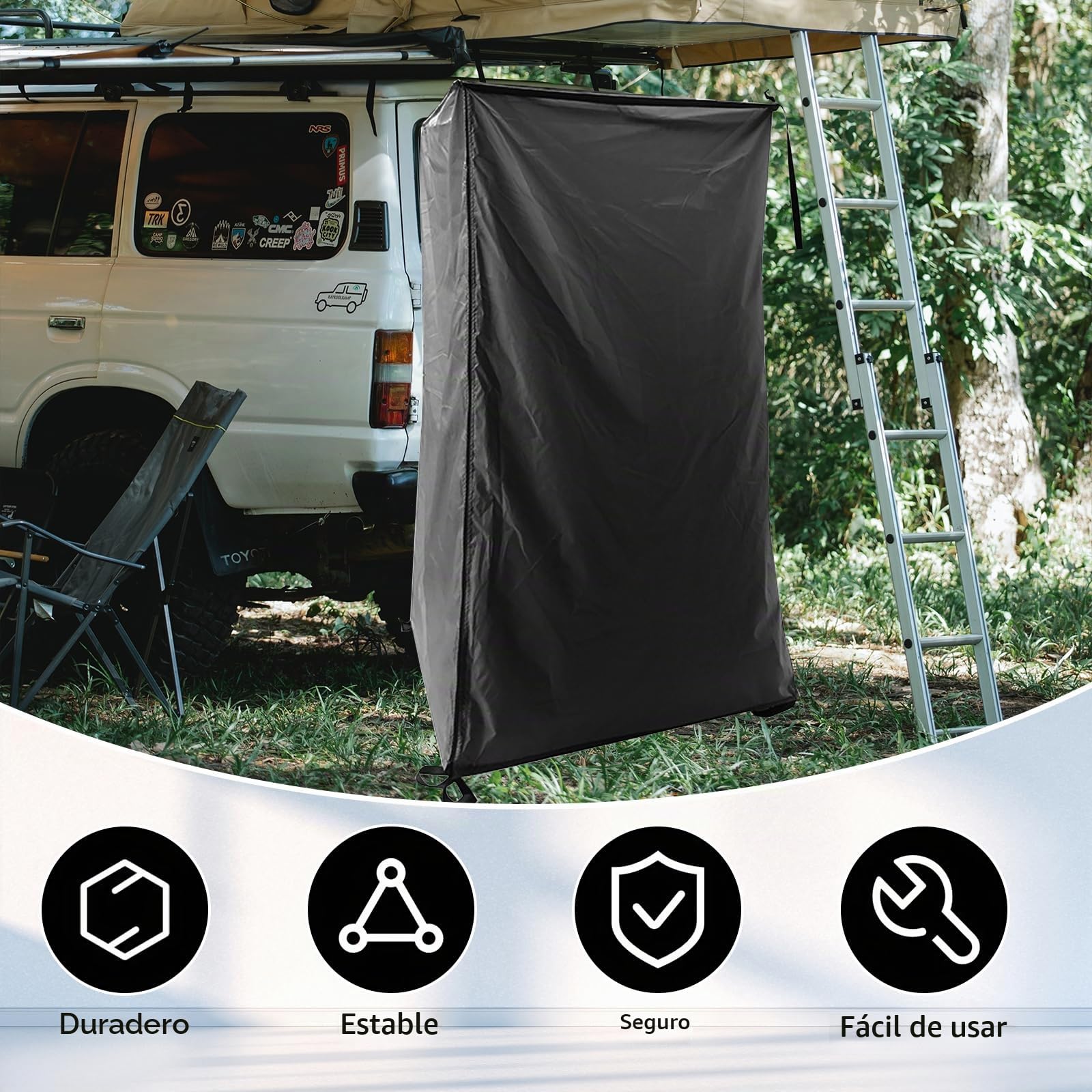 Tienda Ducha Acampada para Coche, Oxford Impermeable Tienda de Campaña Coche, Resistente Al Desgarro Vestidor Portatil, Tienda de WC para Camping-Car, Instalado En Baca Coche Universal