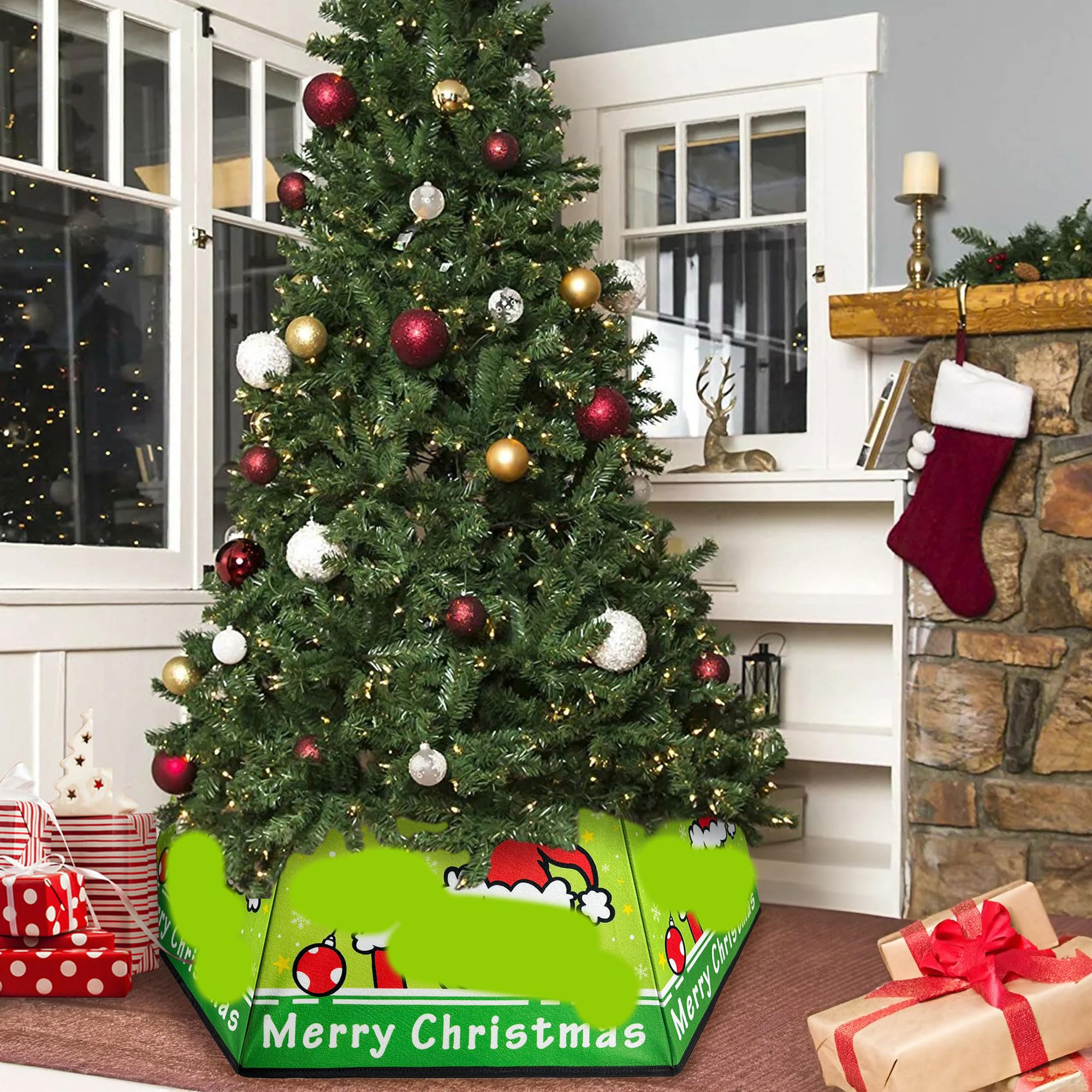 PACOTK Christmas Tree Collar, 31 Inches Green, Snowflakes, Christmas