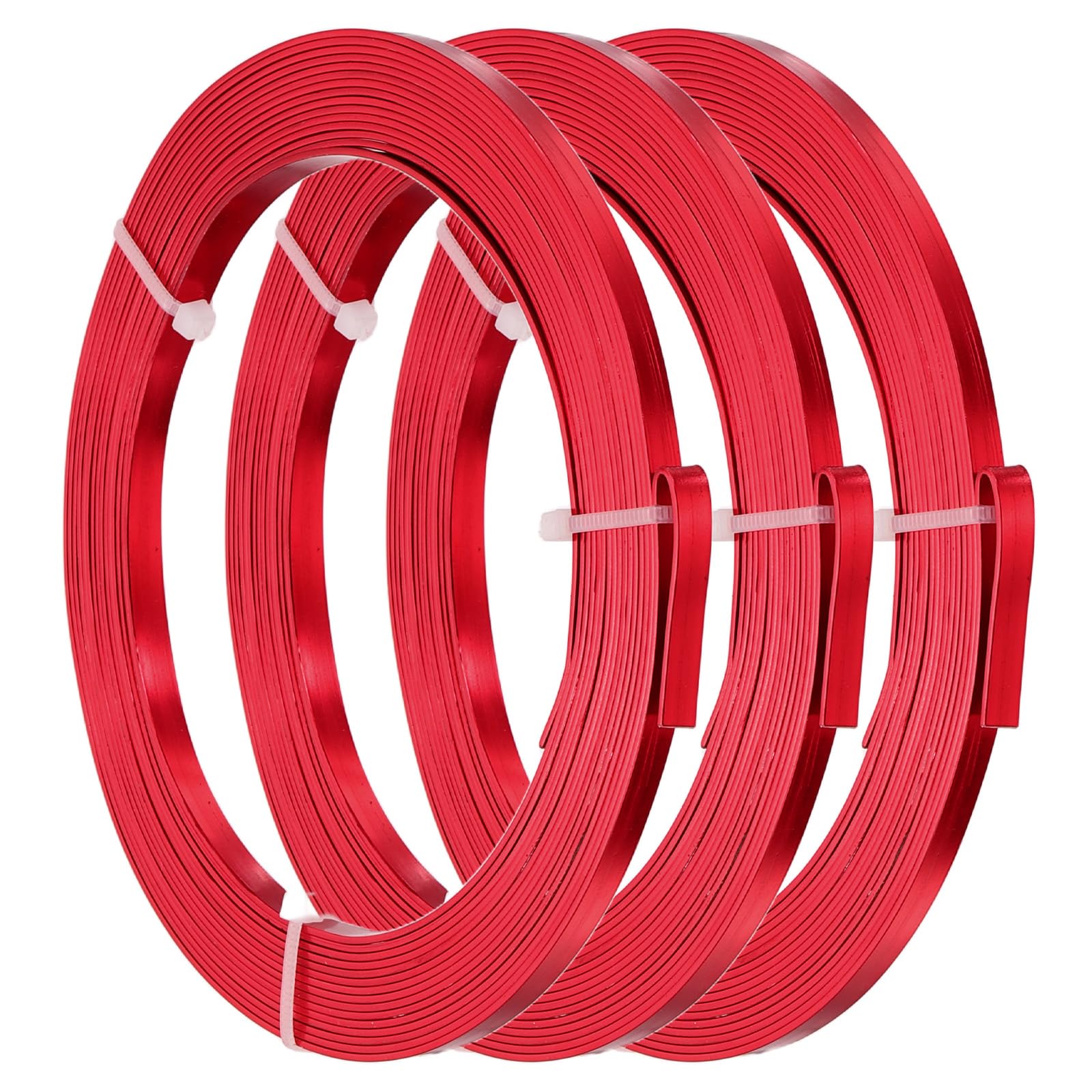 PATIKIL 18 AWG 5mm Wide Aluminum Flat Wire, 16Ft 3 Roll Bendable Anodized Aluminum Wire Wide Beading Craft for Jewelry Making Resin Bezel Frame Wrapping, Bright Red
