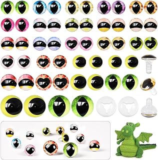 MUCUNNIA 50pcs Safety Eyes for Crocheting with Washers 16-24mm Dragon Safety Eyes for Crochet Craft Safety Eyes Gift for Crochet Lovers Halloween Decorations Heart Cat Sheep Moon Eyes