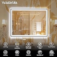 Vista 71 de 88x38 Large Light Bathroom Mirror - Backlit and Front Lighted LED Wall-Mounted Vanity Mirror Modern Rectangle Black Mirror, Dimmable, Anti-Fog