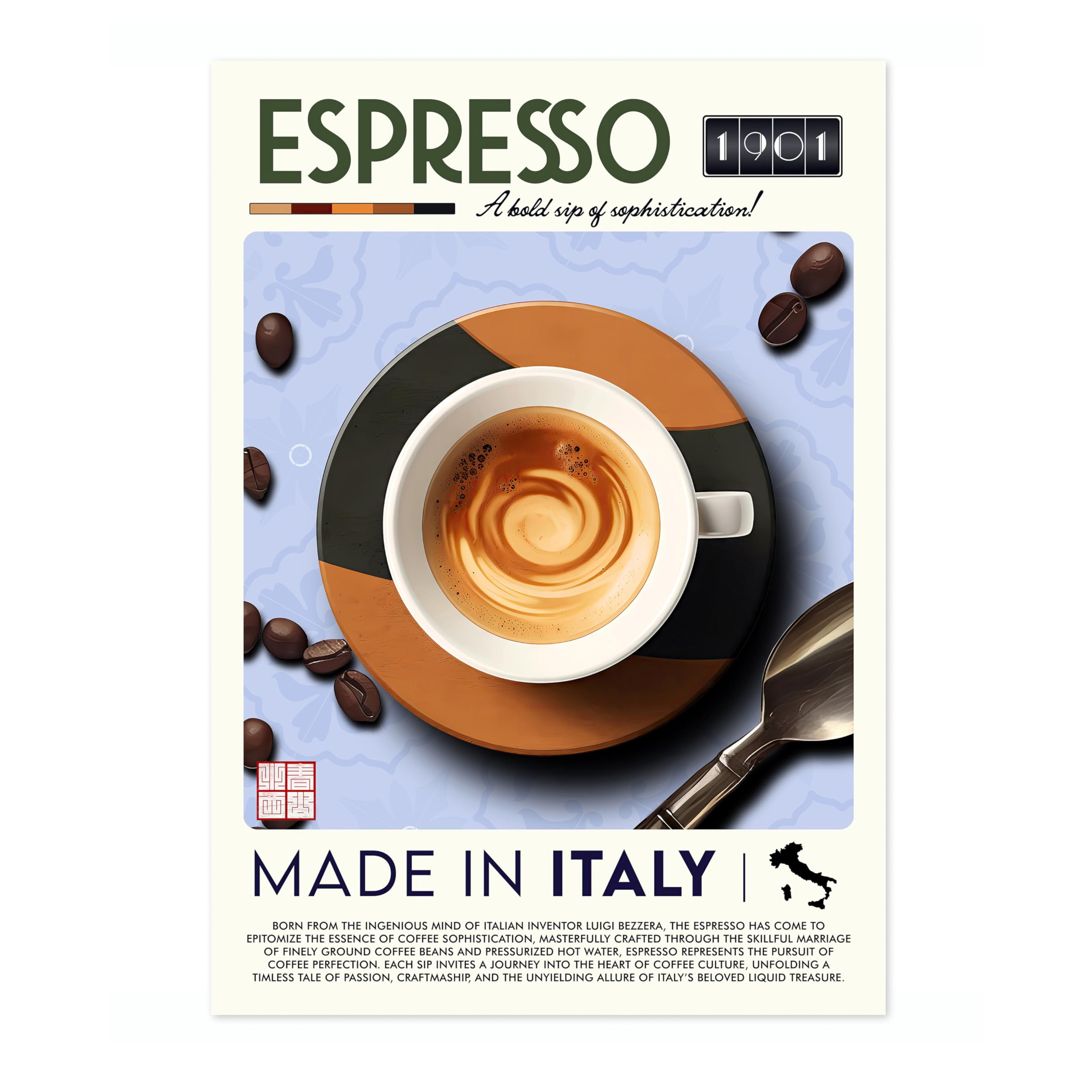 Espresso Kitchen Poster, Food Wall Art Modern Print, Restaurant Decor, Chef Dining Room Interior Design, Archival Matte, 50x70cm (Print Only) - 50x70cm