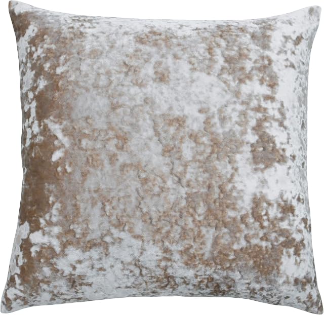 Riva Paoletti Verona Cushion Cover Square - Oyster Beige - Velvet Feel - Crushed Velvet Look - Hidden Zip Design - 100% Polyester - 55 x 55cm (22" x 22" inches) - Designed in the UK