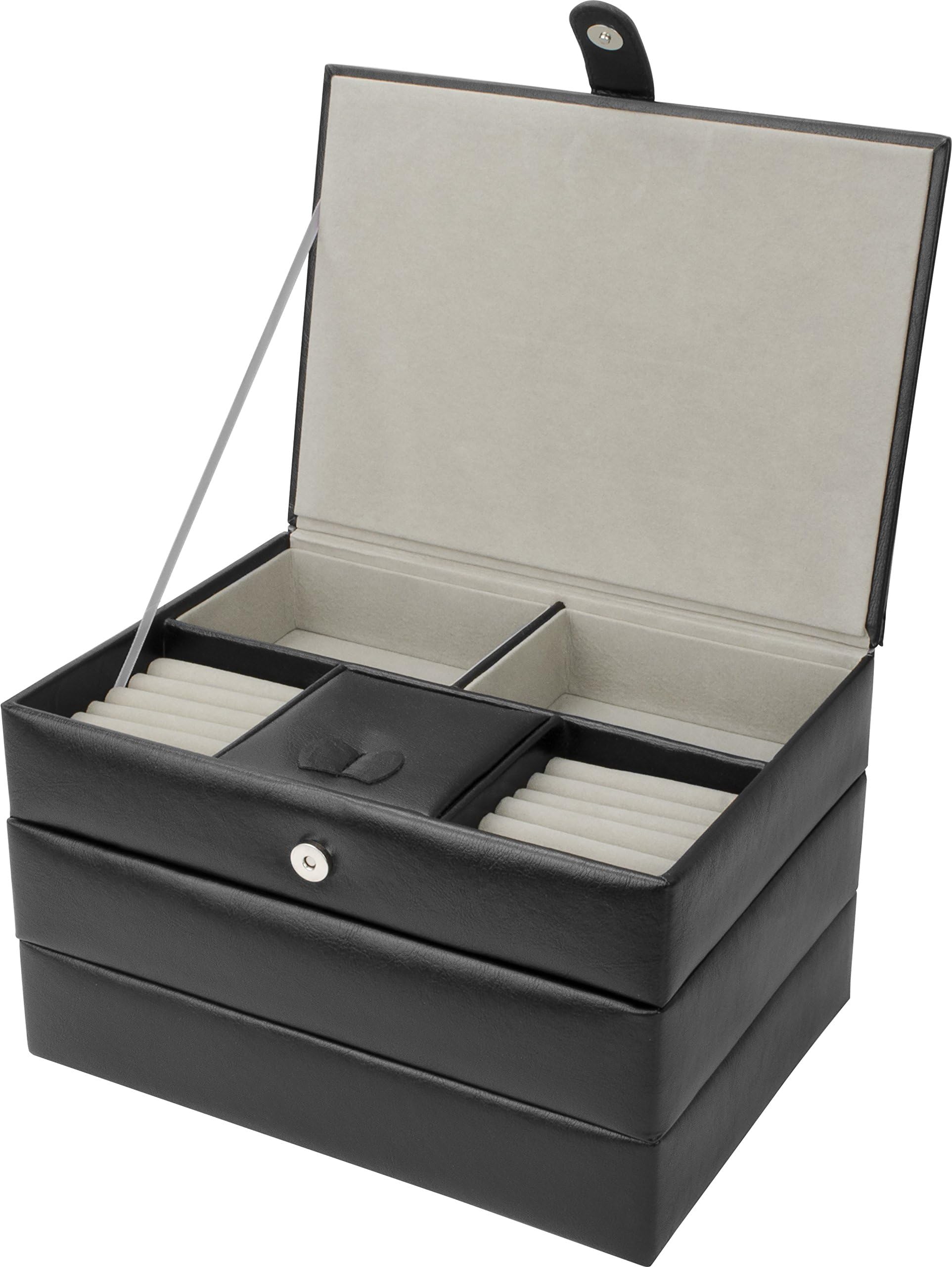 BARSKA Chéri Bliss Jewelry Case JC-500 with 3 Storage Trays, black (BF12708)