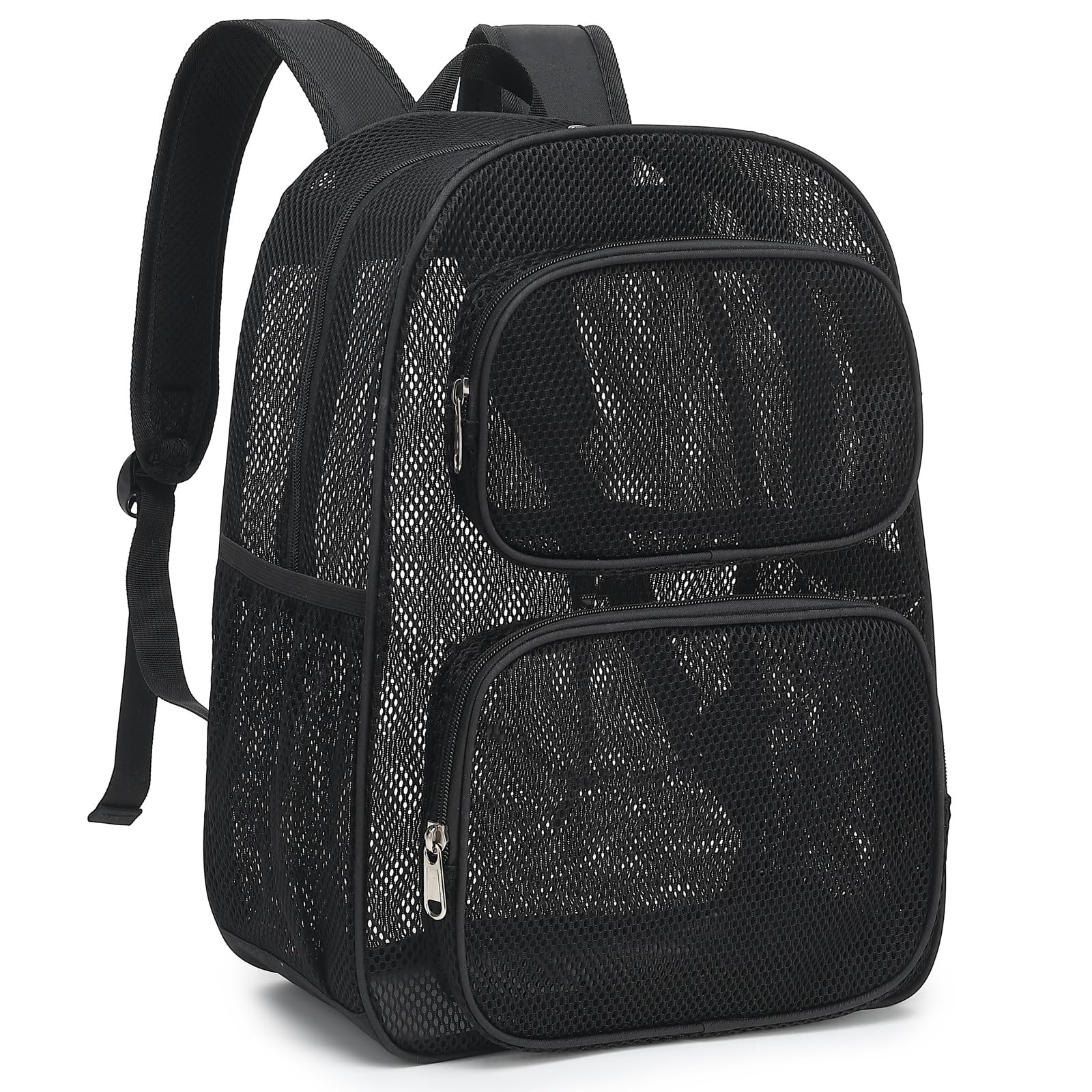 Yusudan Mesh Backpack for School, Heavy Duty Girls Boys Mesh Bookbag School Bag for Adults Kids Swimming Beach Fitness Sport (Black)