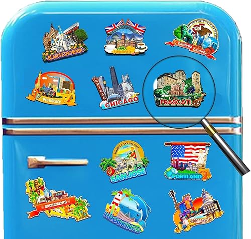 Miniatura 4 de Frascati Lazio Italia imán de nevera de madera 3D monumentos de viaje coleccionables recuerdos decoración hecha a mano -2468