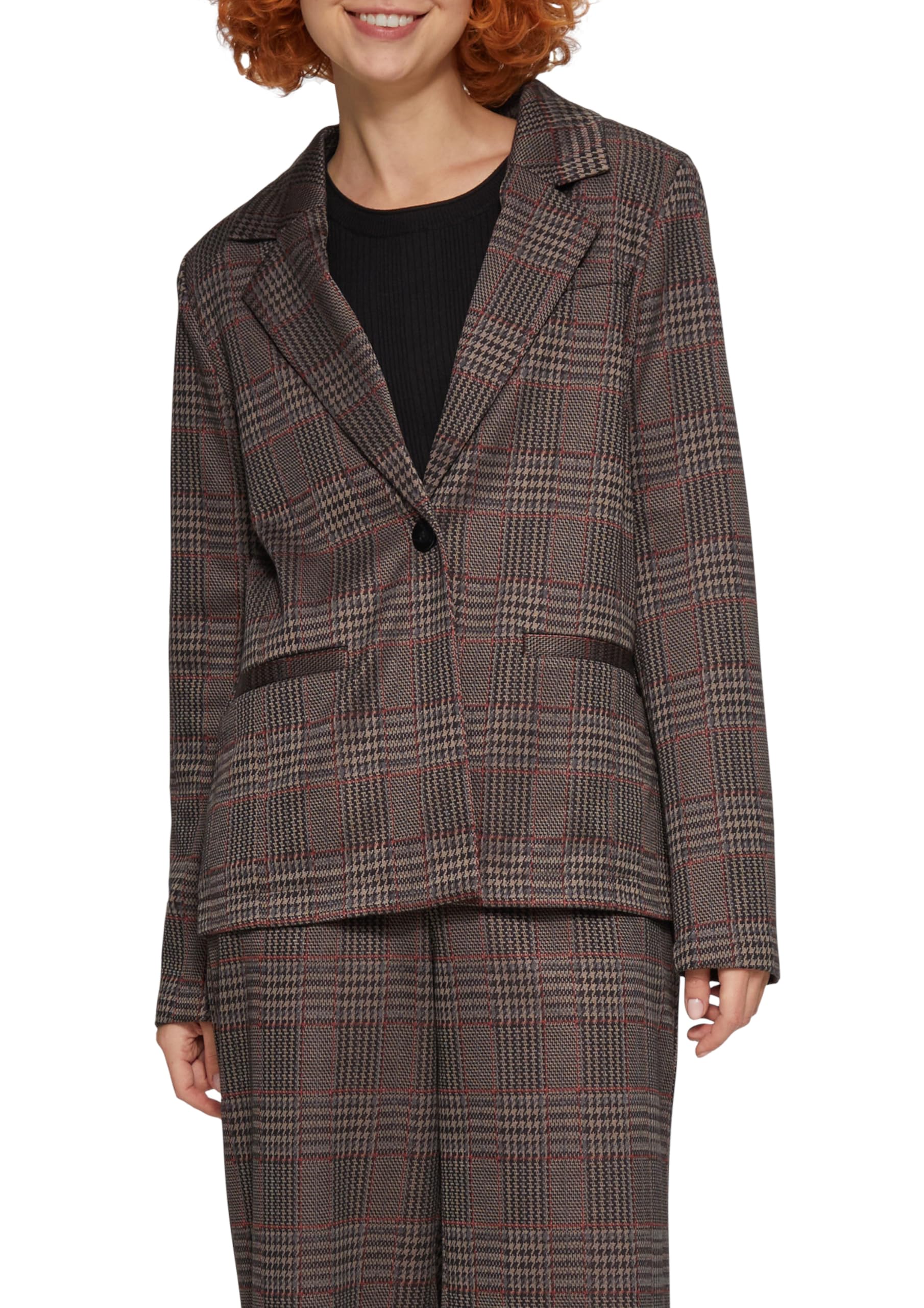 QS Karierter Blazer aus Viskosemix