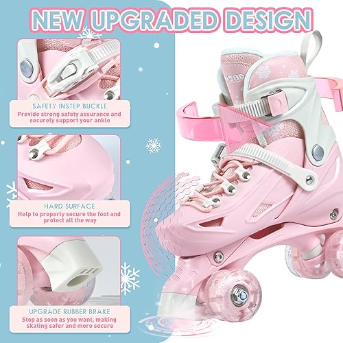 Miniatura 3 de Patines infantiles para niñas y niños de 4 a 6 años, 5 a 8, 6 a 12, 8 a 12, 4 tamaños ajustables, con ruedas iluminadas, patinas para niñas, regalo