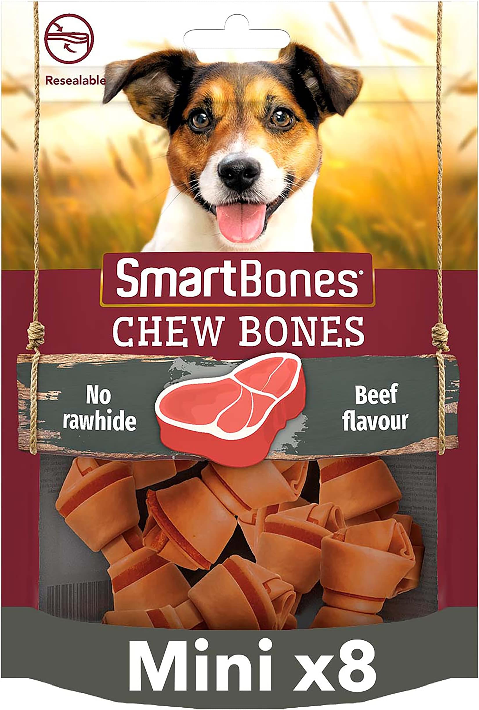 Smartbones 8 Mini Beef Bones Rawhide Free Chew Dog Treats