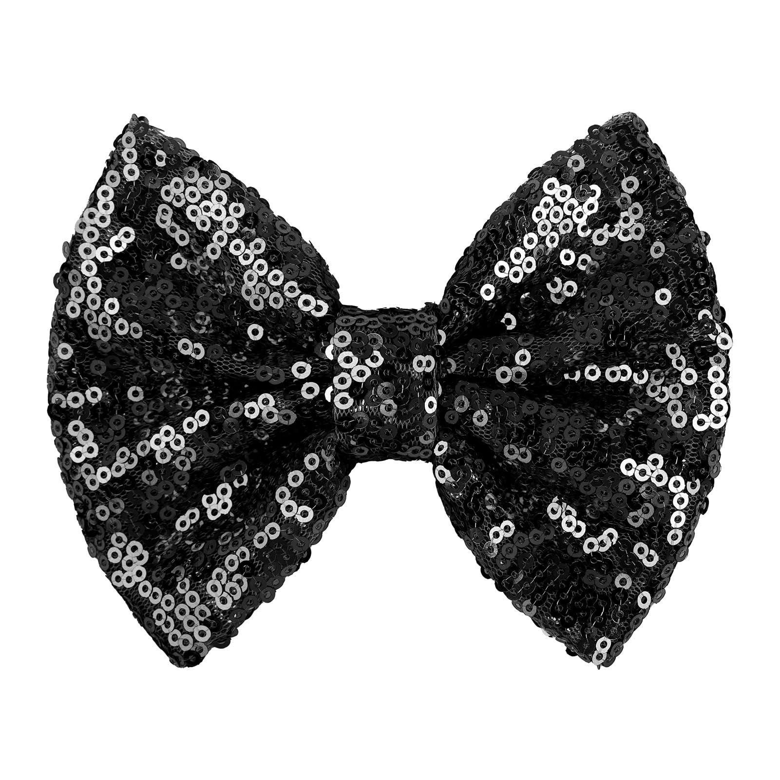 Lanmerry Hair Bows Clips for Girls, 5 inches Sequins Large Bows Alligator Hair Clip for Bows Hair Accessories Bows with Clip for Women Teens Babies Toddlers Black