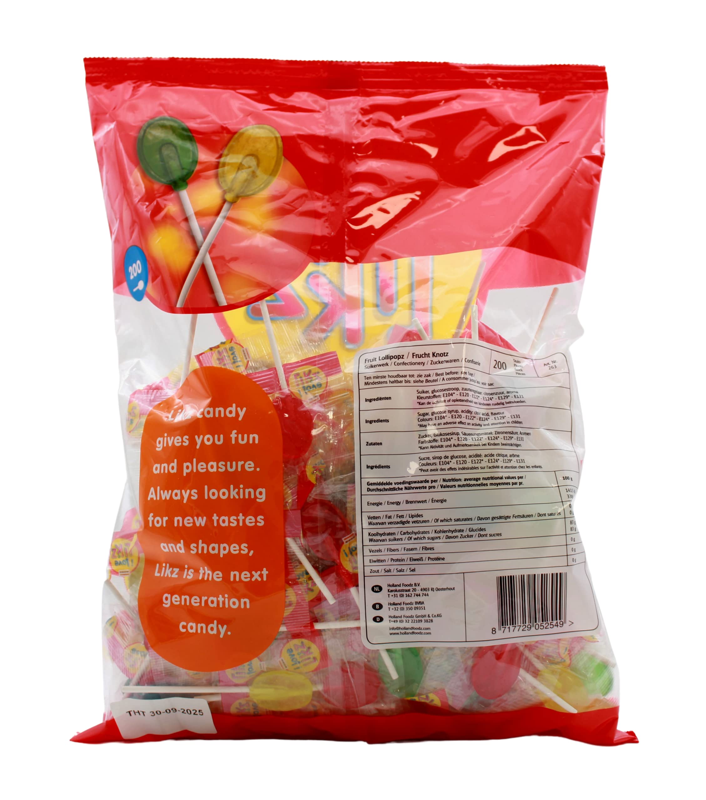 Holland Foodz Frucht Knotz Lutscher mit Fruchtgeschmack, (5 x 1 kg)