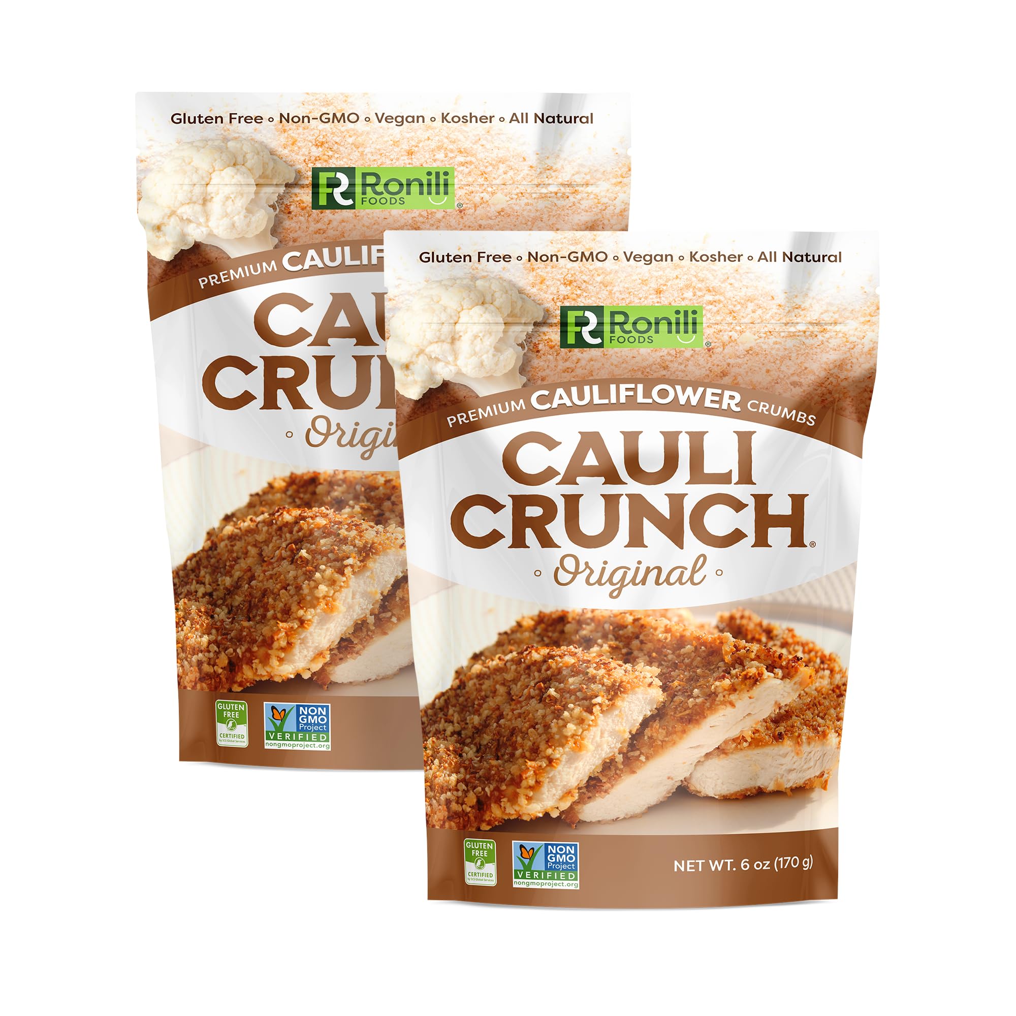 Original Gluten Free Cauliflower Bread Crumbs – Bread-Free Breadcrumbs, Certified Gluten Free + NON-GMO, Vegan, Kosher Bread Crumbs, All Natural, 2-PACK (Original)