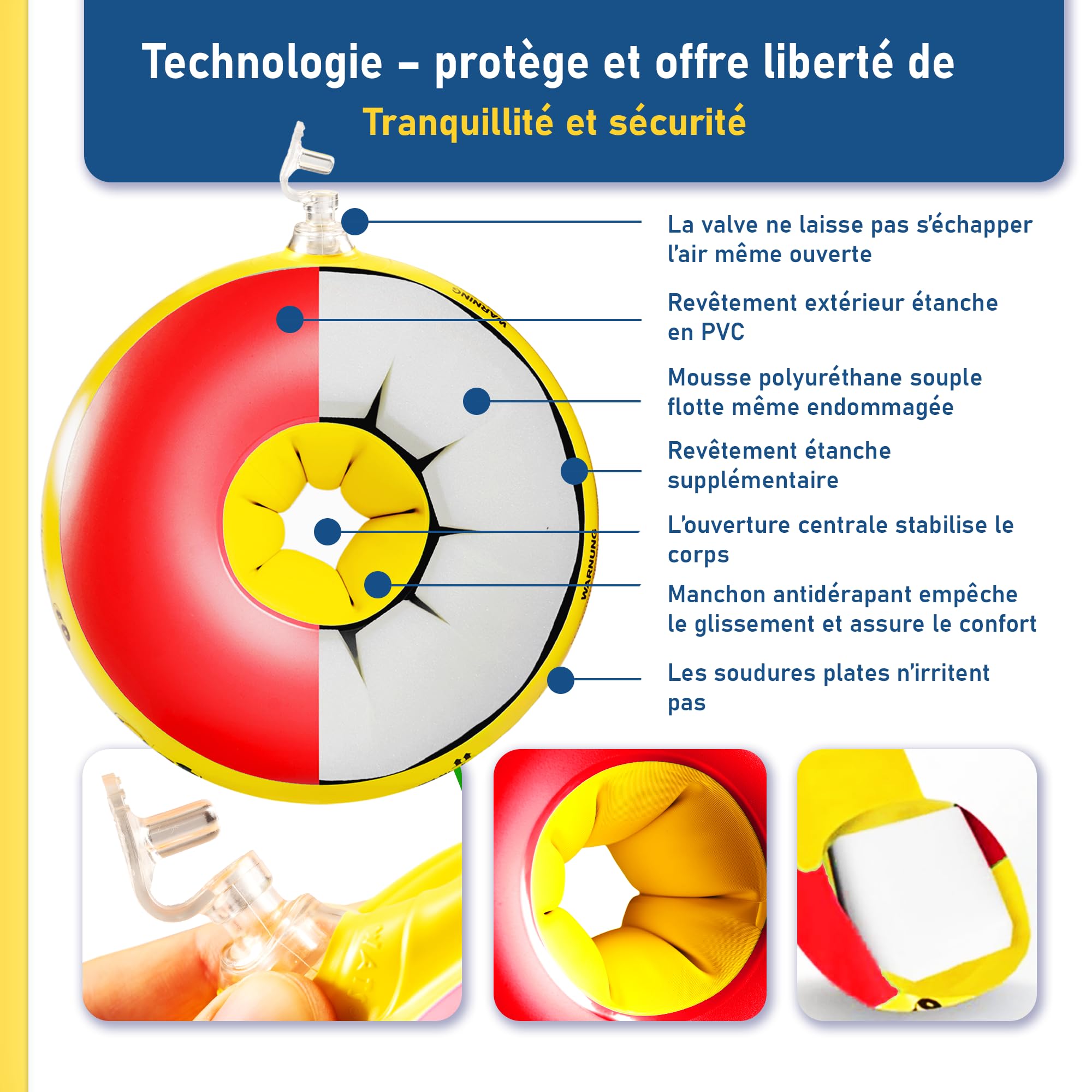 Cherek’s KraulQuappen Brassard de Natation pour Enfants Avancés - Aide à la nage compacte Jusqu’à 30 kg - Brassard avec Noyau en Mousse