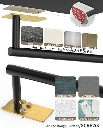 Miniatura 7 de Toallero de papel para debajo del gabinete, autoadhesivo o montado en la pared, soporte para toallas de papel de acero inoxidable SUS304 negro y