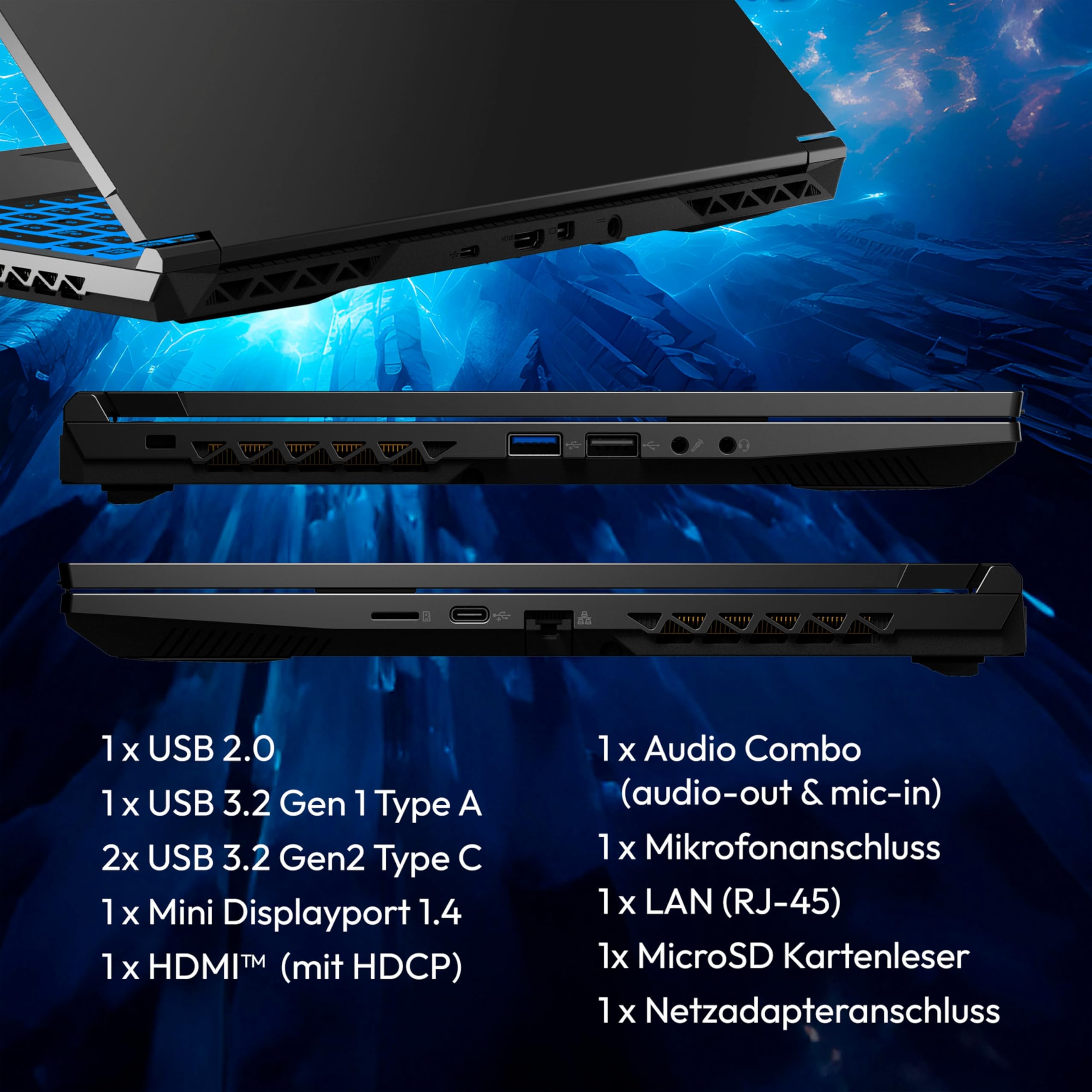 ERAZER Crawler E30e 39,6 cm (15,6 Zoll) Full HD Gaming Laptop (Intel Core i5-12450H, 8GB DDR4 RAM, 512GB PCIe SSD, GeForce RTX 2050 4GB GDDR6 VRAM, ohne OS)