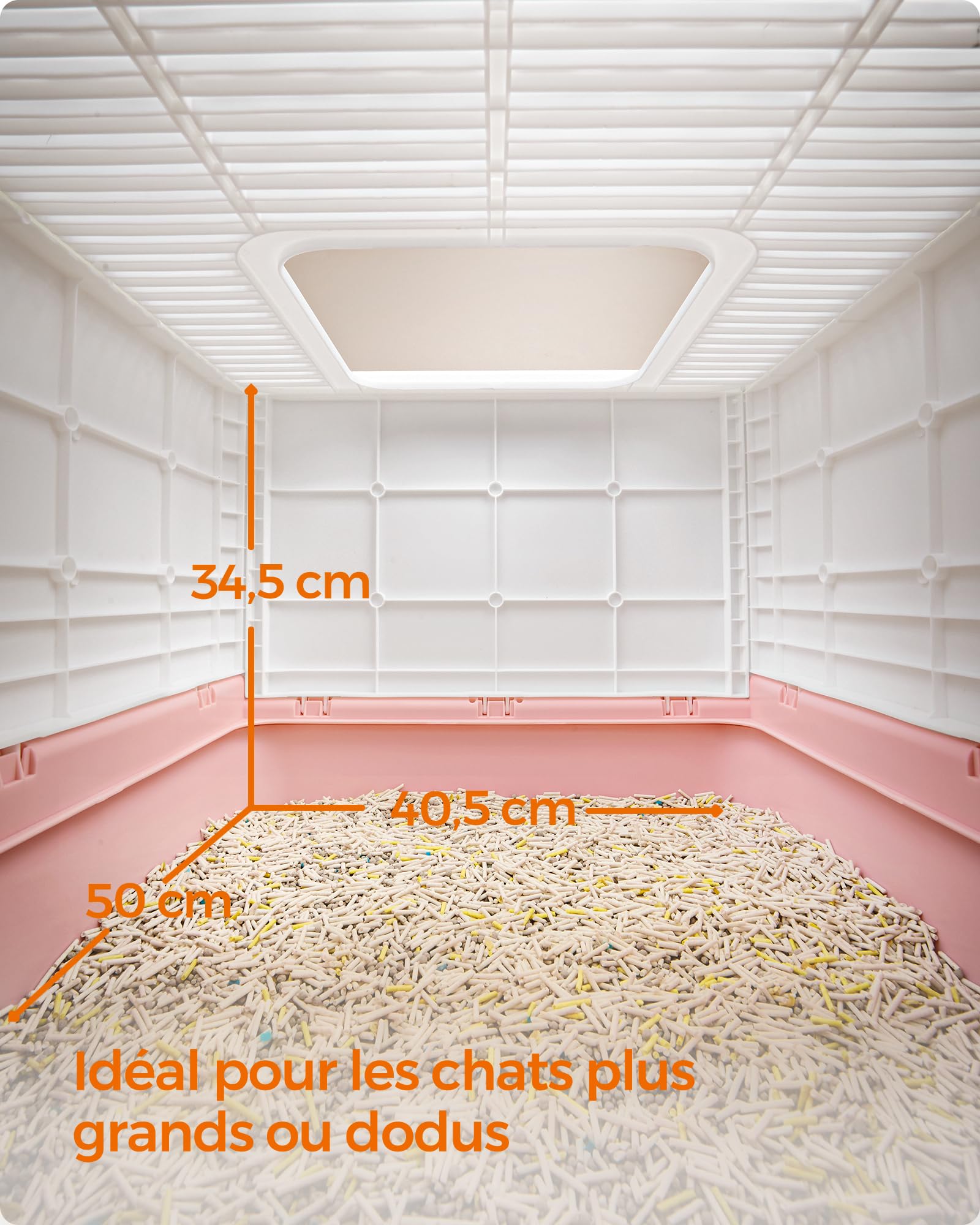 Feandrea Bac à Litière Fermé pour Chat, pour Grand Chat, Capacité 15 kg | Maison de Toilette, Plateau Amovible, Pelle, Brosse, Anti-Traces, Anti-fuites, Collection BOXAL PPT001P01