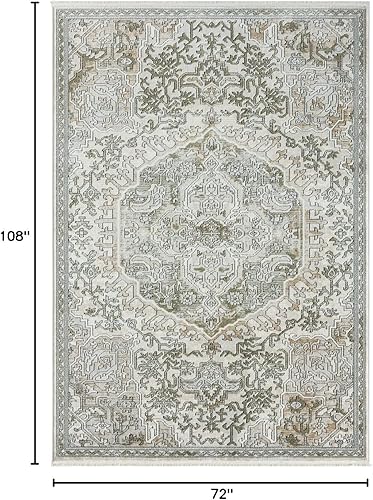 Miniatura 2 de Abani Savoy Collection - Alfombra de área, diseño vintage beigeverde, 6 x 9 pies, fácil de limpiar, duradera para niños y mascotas, no desprende