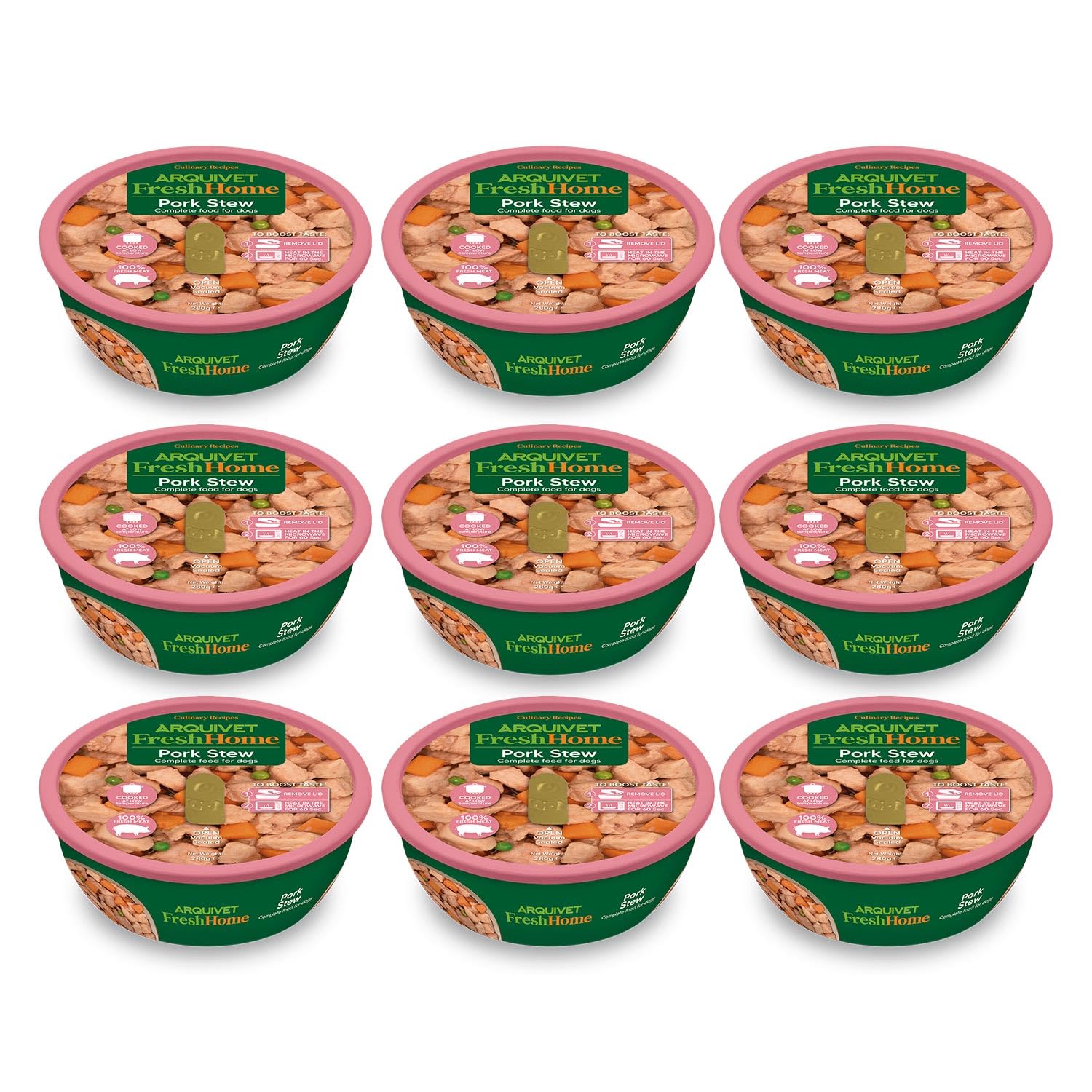 ARQUIVET PACK 9 units - FreshHome - Pork Stew - 280g - Complete wet food for dogs