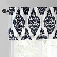 Vista 3 de HPD Half Price Drapes Cenefa de ventana 50 X 19 Algodón Ikat Impreso, PRTW-VLD24A-19, Ikat Azul