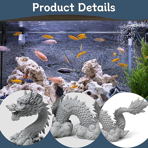 Miniatura 5 de Saim Estatua de dragón de acuario, adornos de resina, decoración de pecera asiática, adorno de acuario tallado a mano para pecera, decoración del