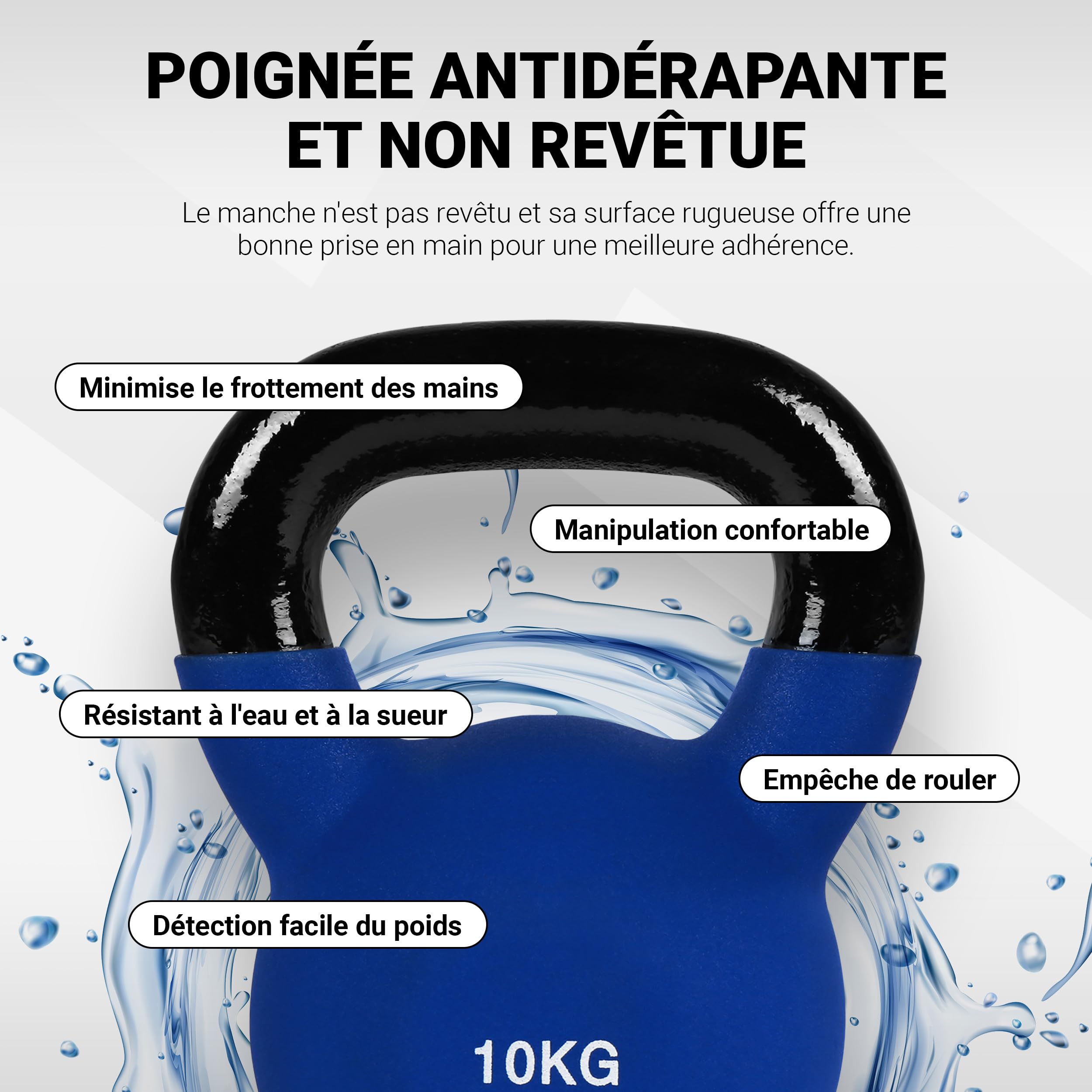 Poster Kettlebell néoprène 2–30 kg avec Kettlebell