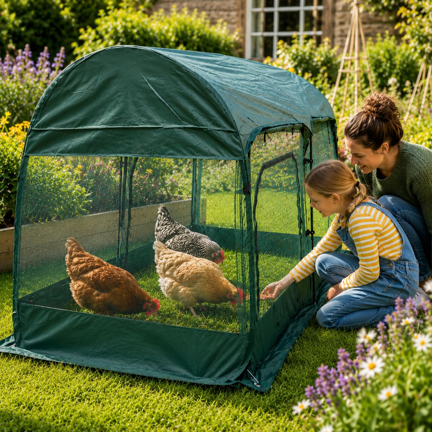 GardenSkill Poulailler Cage a Lapin Exterieur 200x100cm | Tunnel Maison pour Cochon d'Inde Poule | Enclos de Jardin pour Petits Animaux de Compagnie | Abri avec Filet de Protection | 3 Portes Zippées