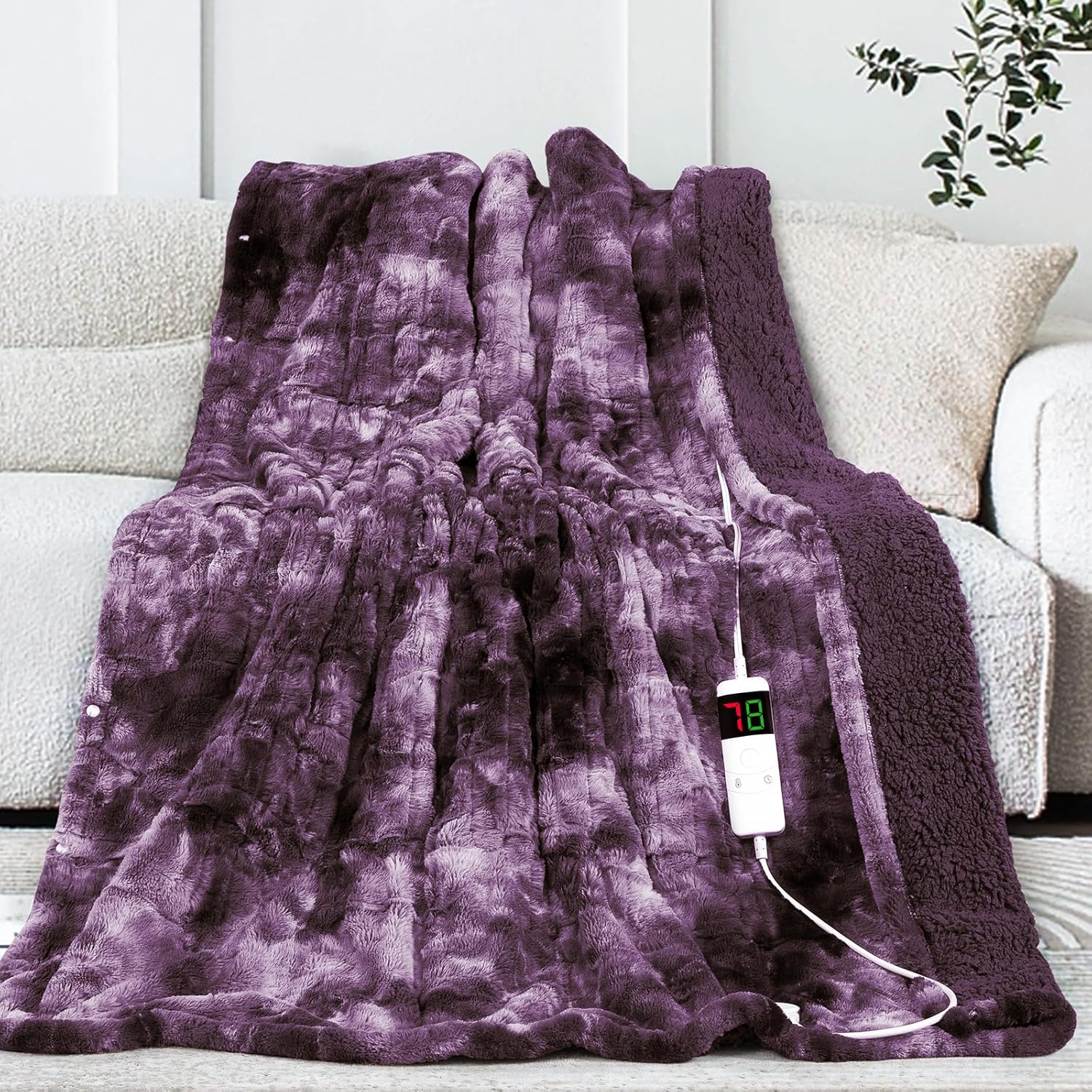 OCTROT Heated Electric Throw Blanket (50''*60" Deep Purple