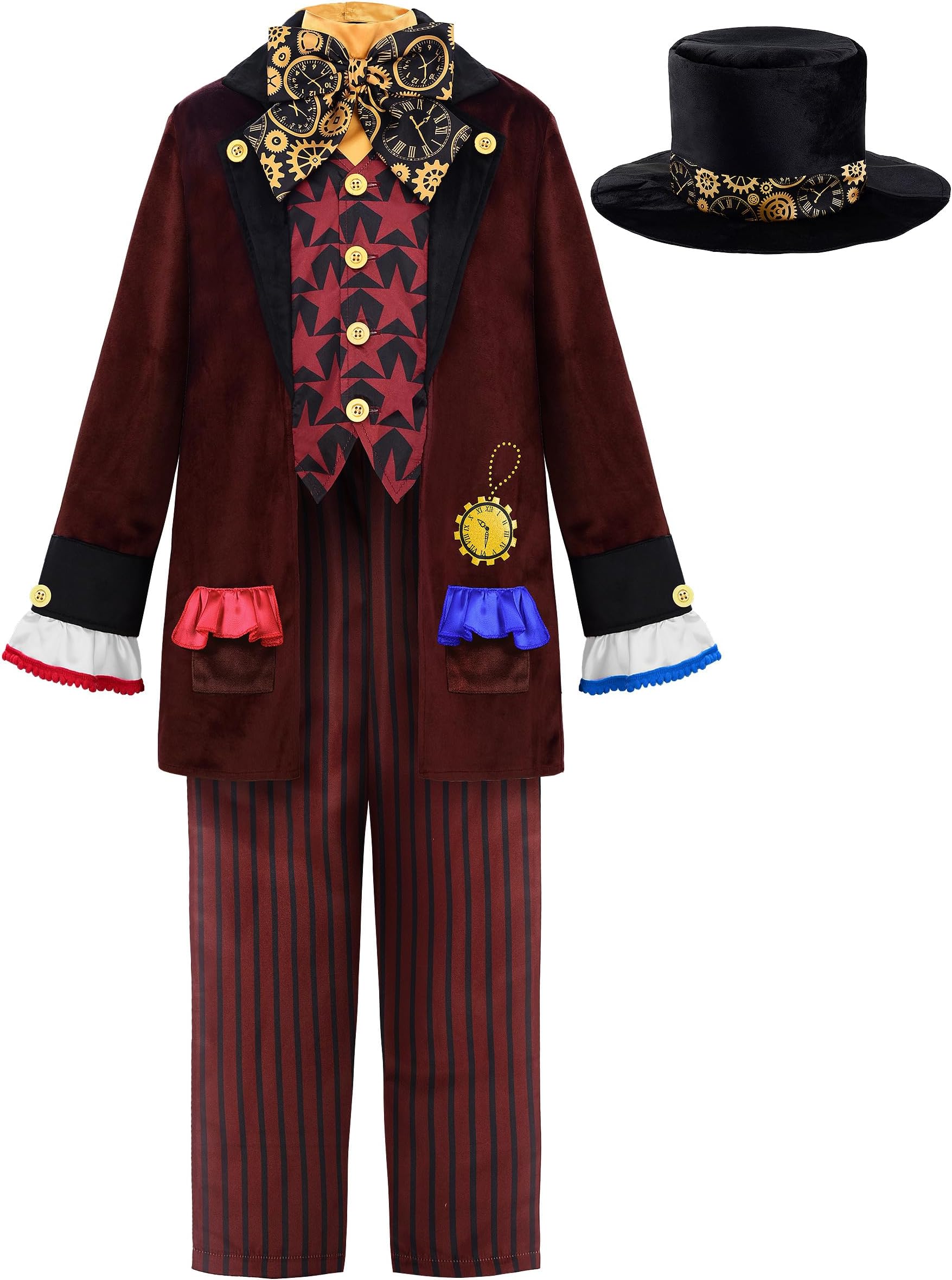 ReliBeauty Hatter Costume Kids Wonderland Character Costume Boys for World Book Day