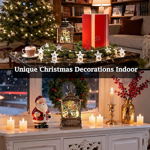 Miniatura 3 de Linterna de globo de nieve de Navidad, decoración de Navidad, linterna brillante de agua para interiores con música y temporizador, faroles