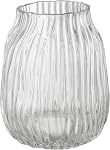 Flower Glass Vase,Grey Bud Vases,H-12.2" Simple Striped Design for Home Floor Decor,Farmhouse Decor, Centerpiece Coffee Table Decorations