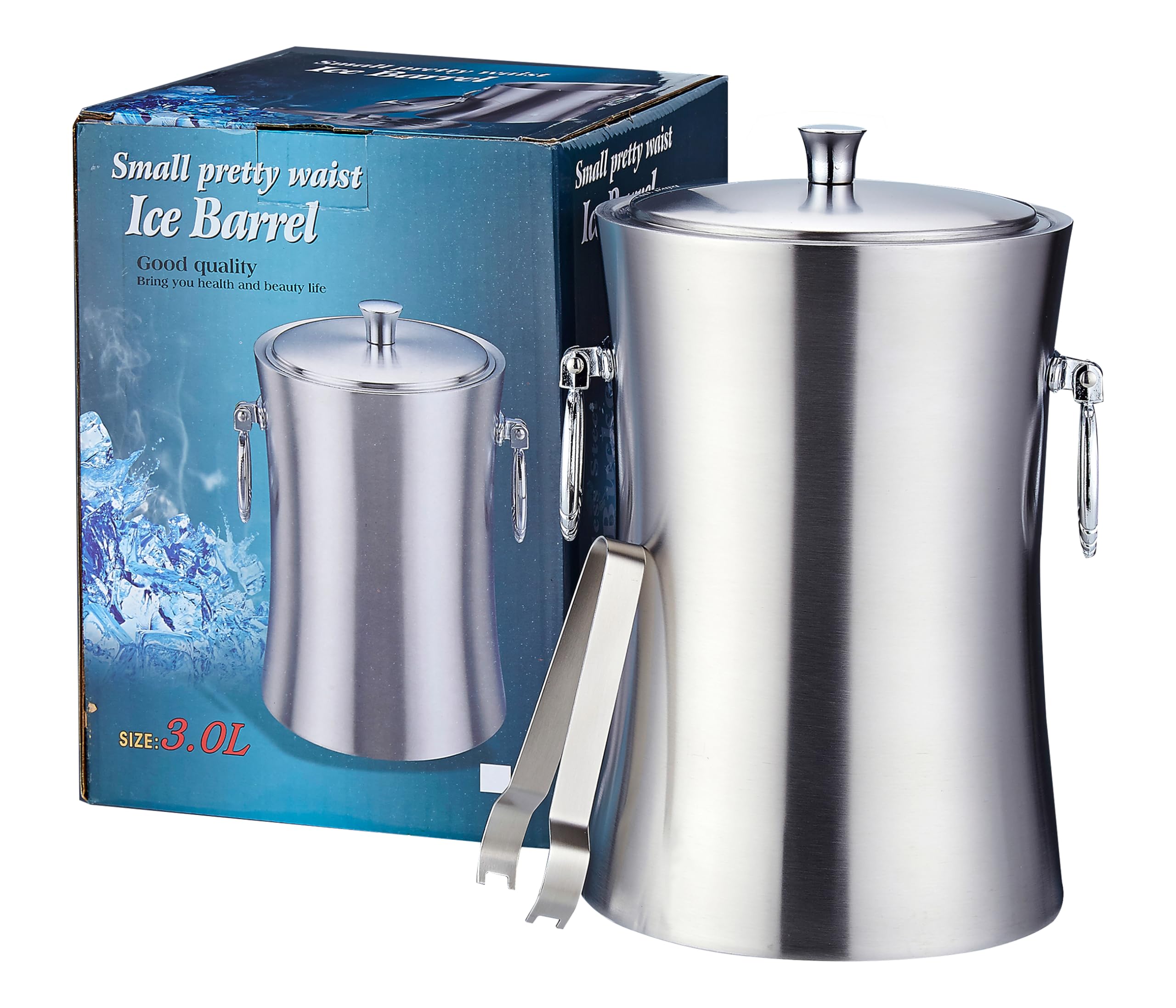 Kit Seau à Glace, 3L, Seau à Glace Double paroi en Acier Inoxydable