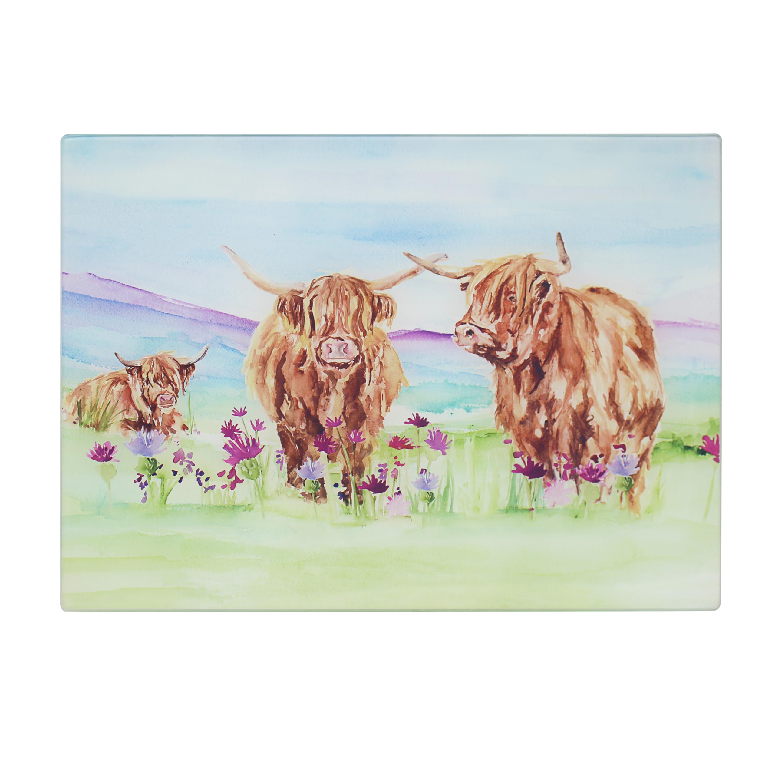 The Leonardo Collection Jennifer Rose Gallery Highland Cow Cutting Board for Home & Restaurants | Durable & Printed Chopping Boards for Kitchens | Washable Wood Chopping Board