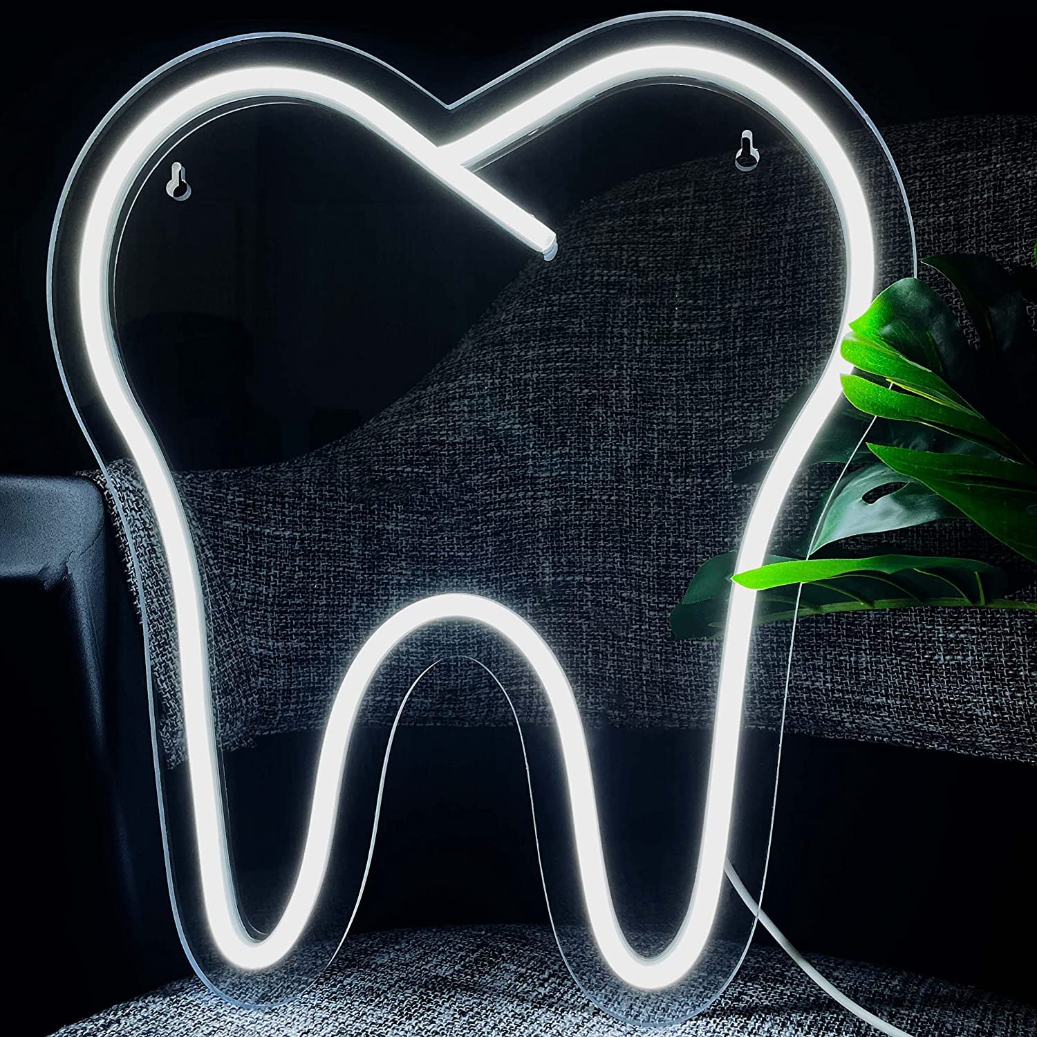 Tooth Shape neon Sign/Light (12 x 12 inches Length) Indoor Neon LED Light, Decorative Light for Room, Party and Bar Comes with an Dimmer or Adaptor (Tooth)-image-25