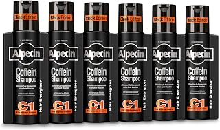 Alpecin Coffein Shampoo C1 Black Edition - 6 x 250 ml - with New Fragrance | Natural Hair Growth for Men | Energy for Strong Hair | Hair Care for Men - Made in Germany