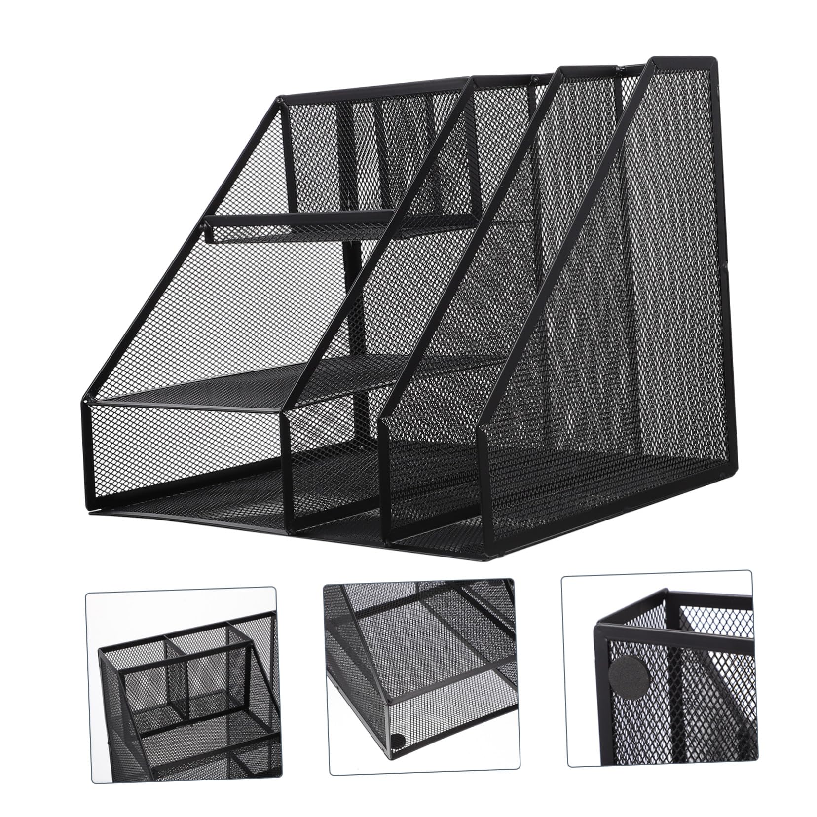 Organizzatore Documenti Multi Ferro Nero Scaffale Ufficio con Scomparti Multipli Portadocumenti da Scrivania Robusto e Pratico per Libri e File per Studio e Ufficio