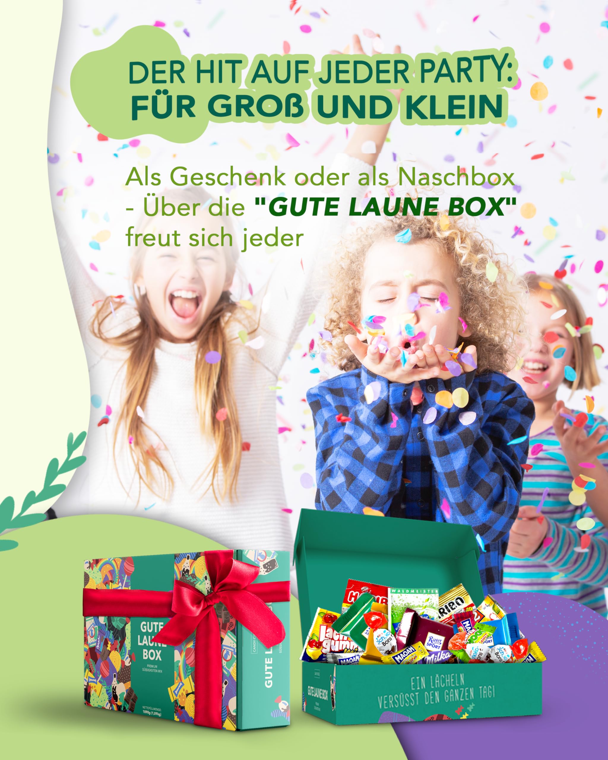 Süßigkeiten Box 150 Stück Gute Laune Box Geschenk Idee Candy Bar XXL Naschbox