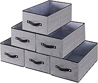 Vista 12 de Cajas de almacenamiento, cestas de almacenamiento con asas, cubos organizadores para armario, dormitorio, lavandería, 13 x 9.1 x 5.5 pulgadas, Gris