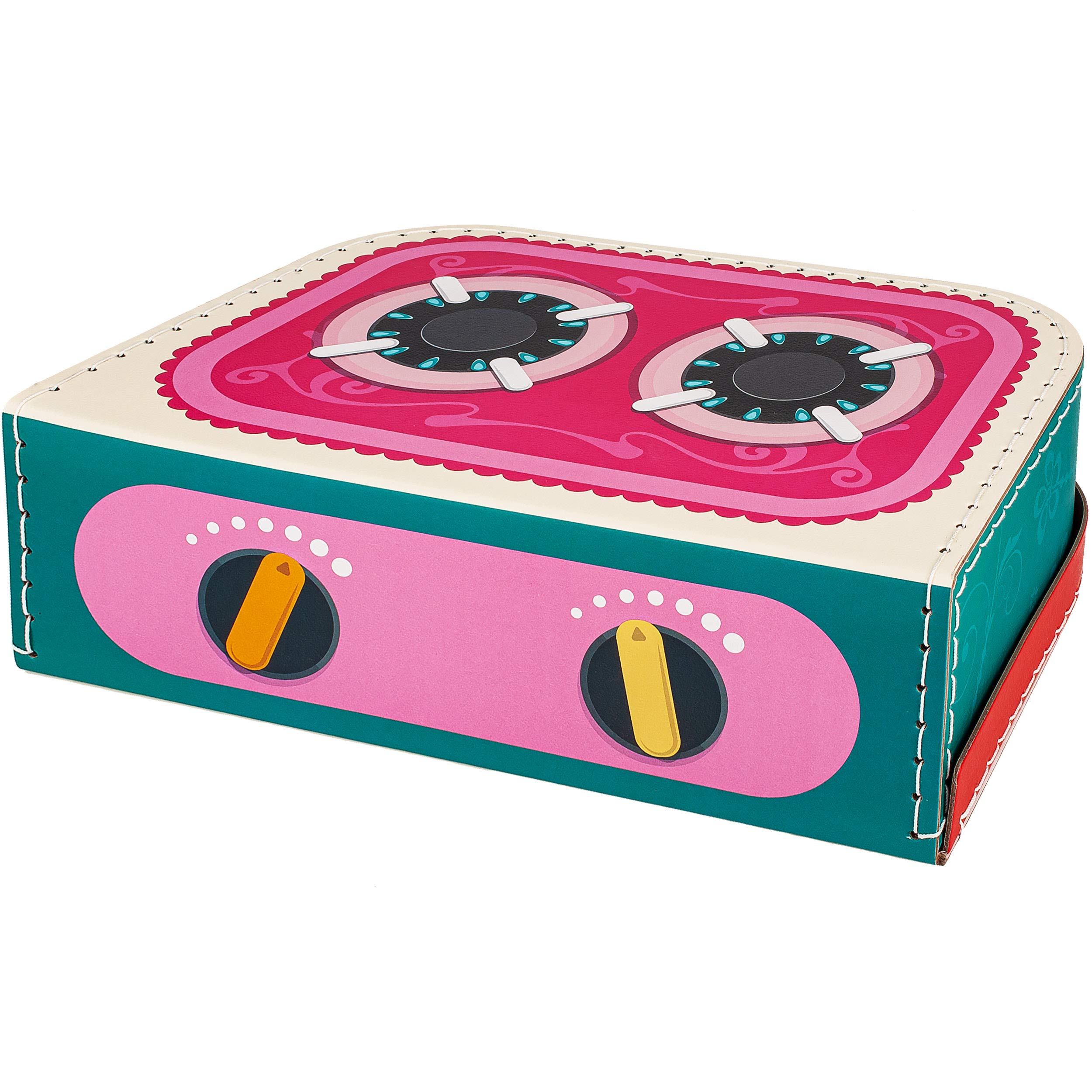alles-meine.de GmbH 12 TLG. großes Set Koffer - Kochset & Topfset - Puppengeschirr/Kochtopfset - Erdbeere & Kochplatte - aus Metall/Emaille - echte Blech Töpfe/Panne + Kü..