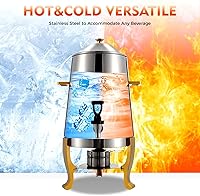 Vista 3 de Dispensador de bebidas calientes, urna eléctrica de café de 13 L, dispensador de bebidas frías y calientes de acero inoxidable con tabla