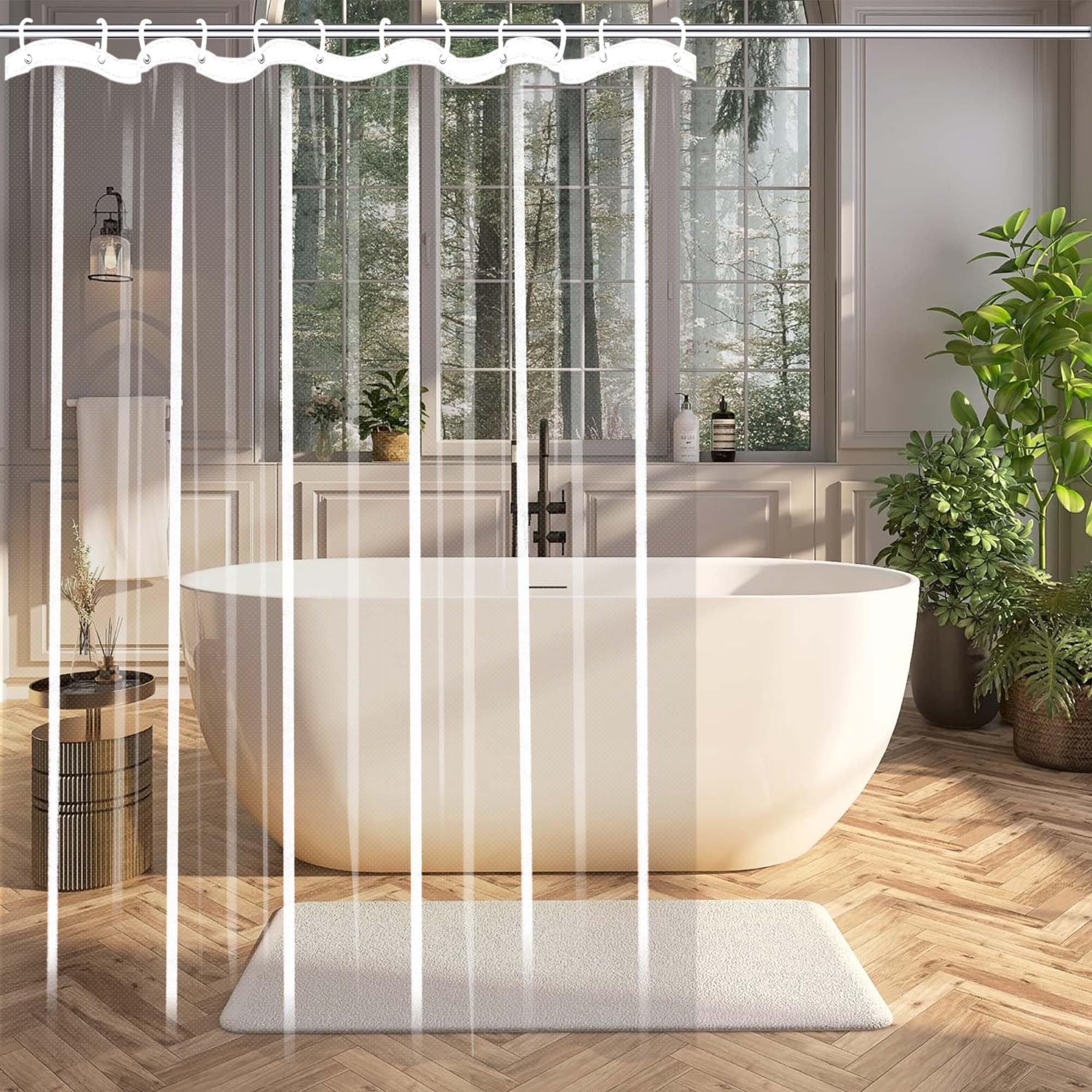 Rideau de douche PEVA 230x95 cm transparent imperméable pour baignoire de salle de bain