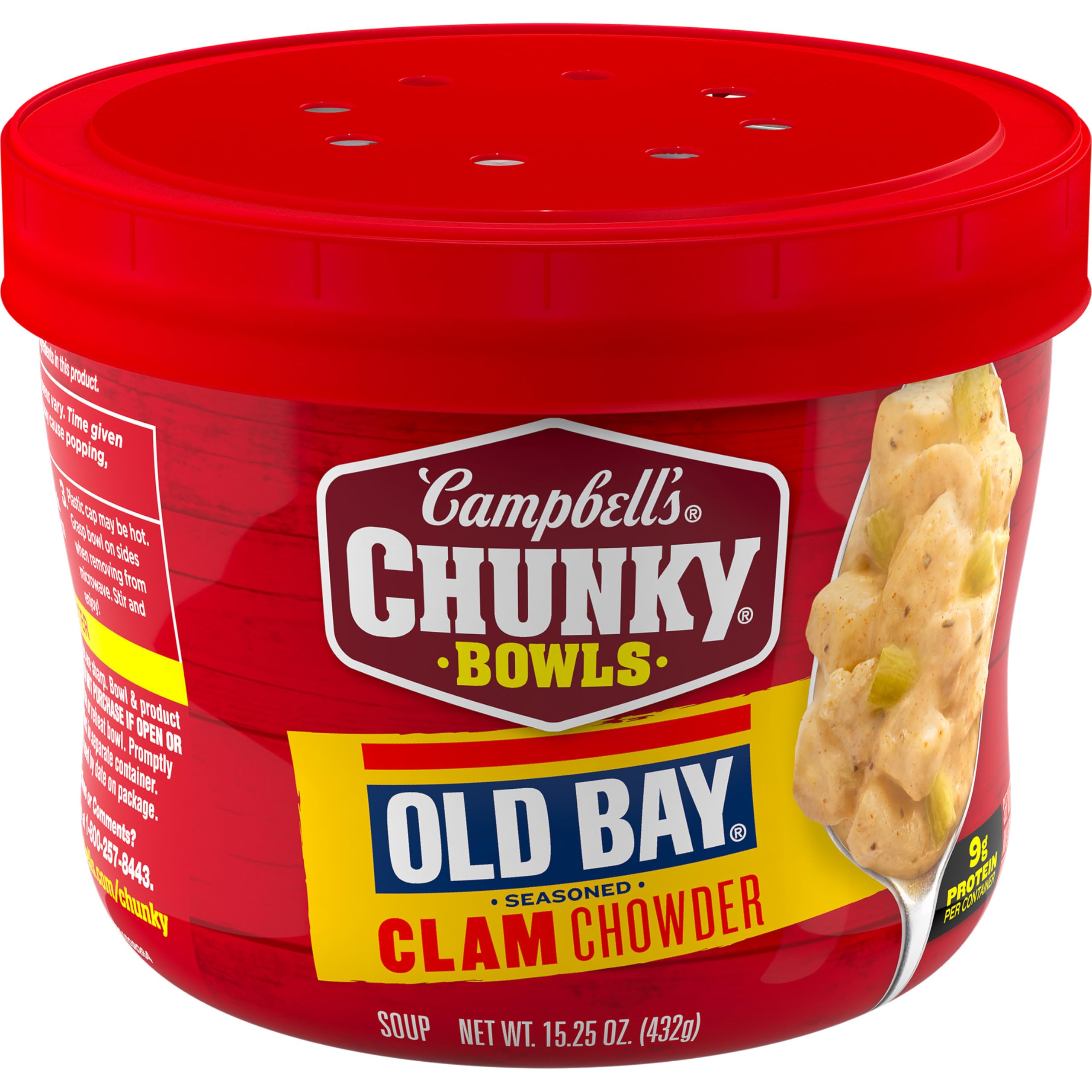 Campbell’s Chunky Soup, OLD BAY Seasoned Clam Chowder, 15.25 oz Microwavable Bowl