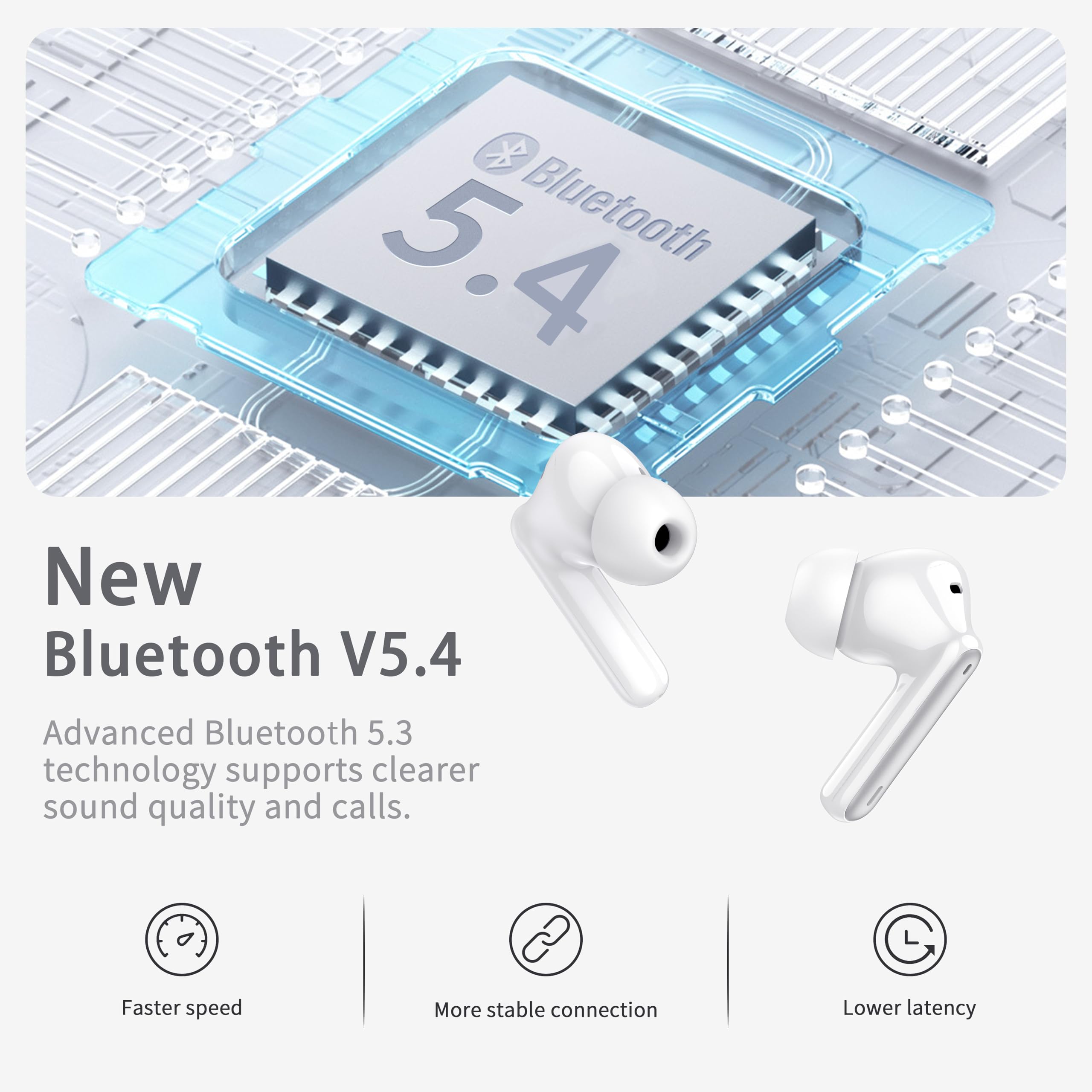 xinwld Auriculares Bluetooth inalámbricos, auriculares in-ear con modos ANC y 5 EQ, 30 horas de tiempo de reproducción, graves profundos, protección IPX5 contra salpicaduras, USB-C para Android iOS