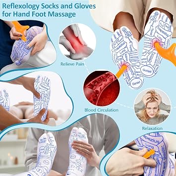 Acupressure Reflexology Socks Set with Trigger Point Tool | Effective Foot Pain Relief and Relaxation | Five-Toe Design for Men and Women