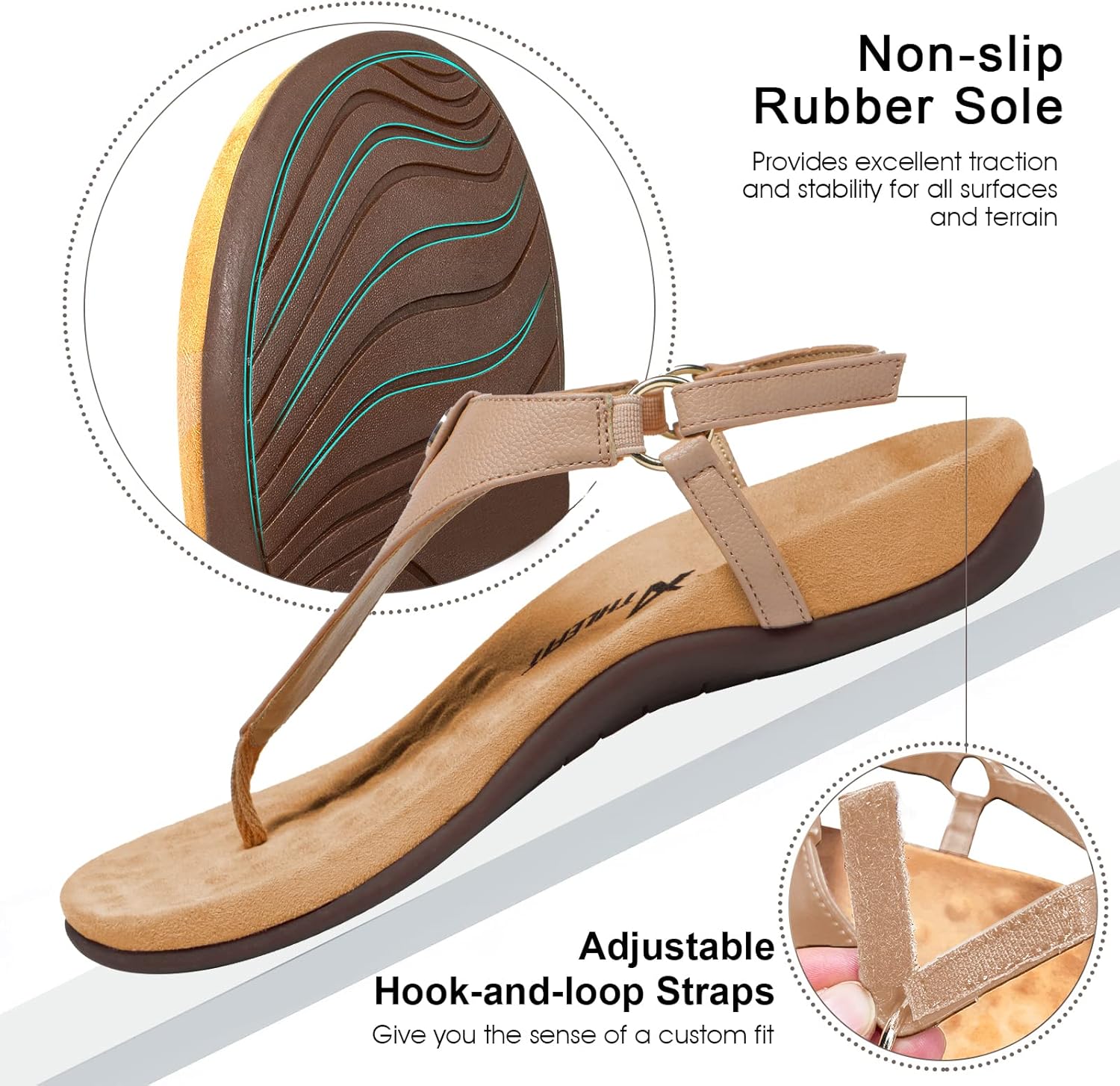 Athlefit Women's Comfortable Orthopedic Sandals Thong Dressy T-Strap Orthotic Casual Summer Arch Support Sandals - Image 6